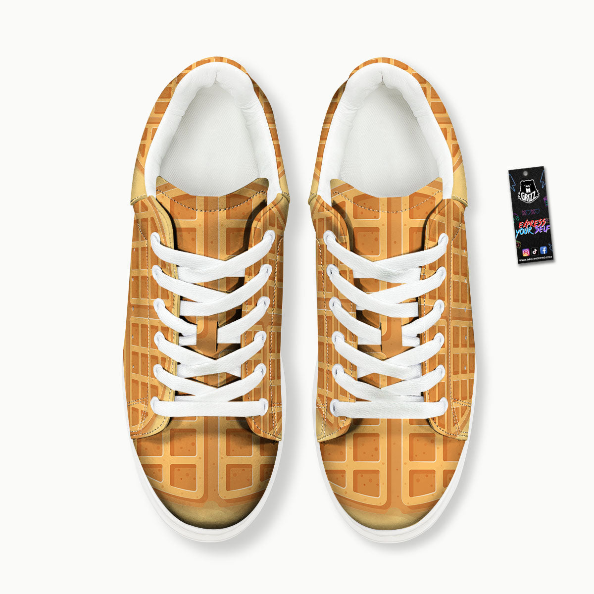 Round Waffle Print Platform Shoes-grizzshop