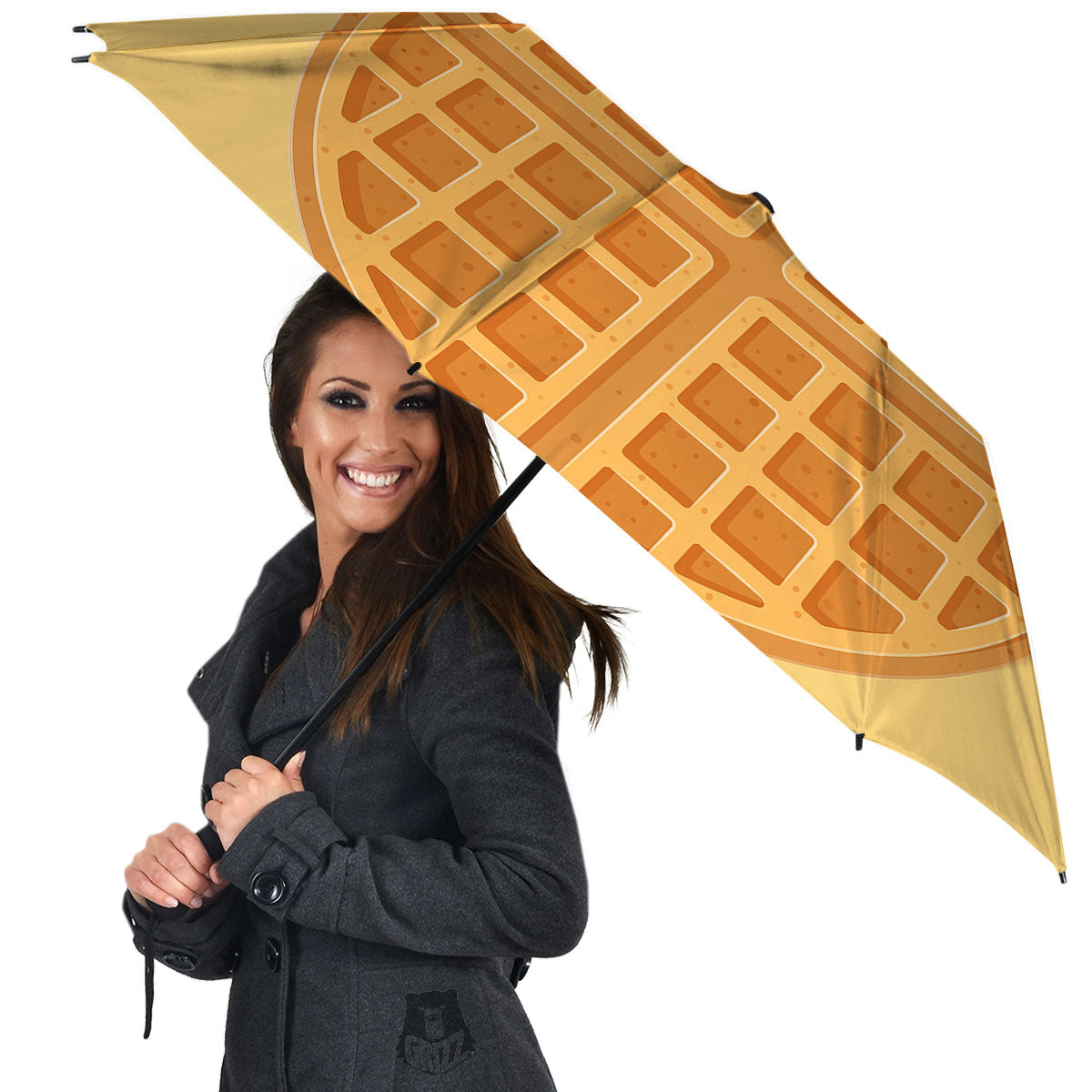 Round Waffle Print Umbrella-grizzshop