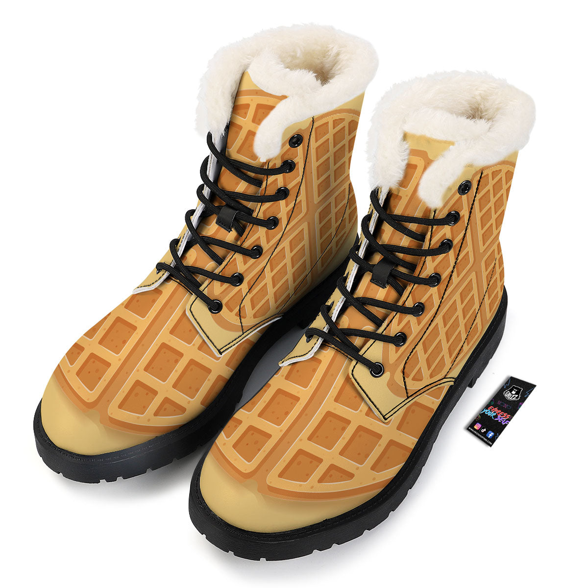 Round Waffle Print Winter Boots-grizzshop