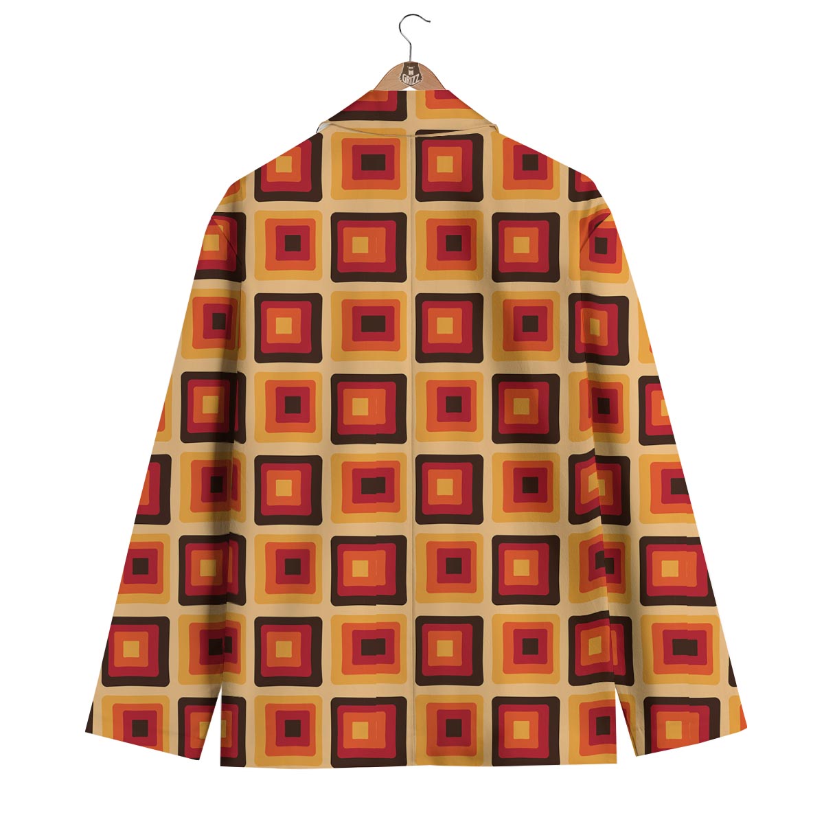 Rounded Square Retro Geometric Print Pattern Men's Blazer-grizzshop