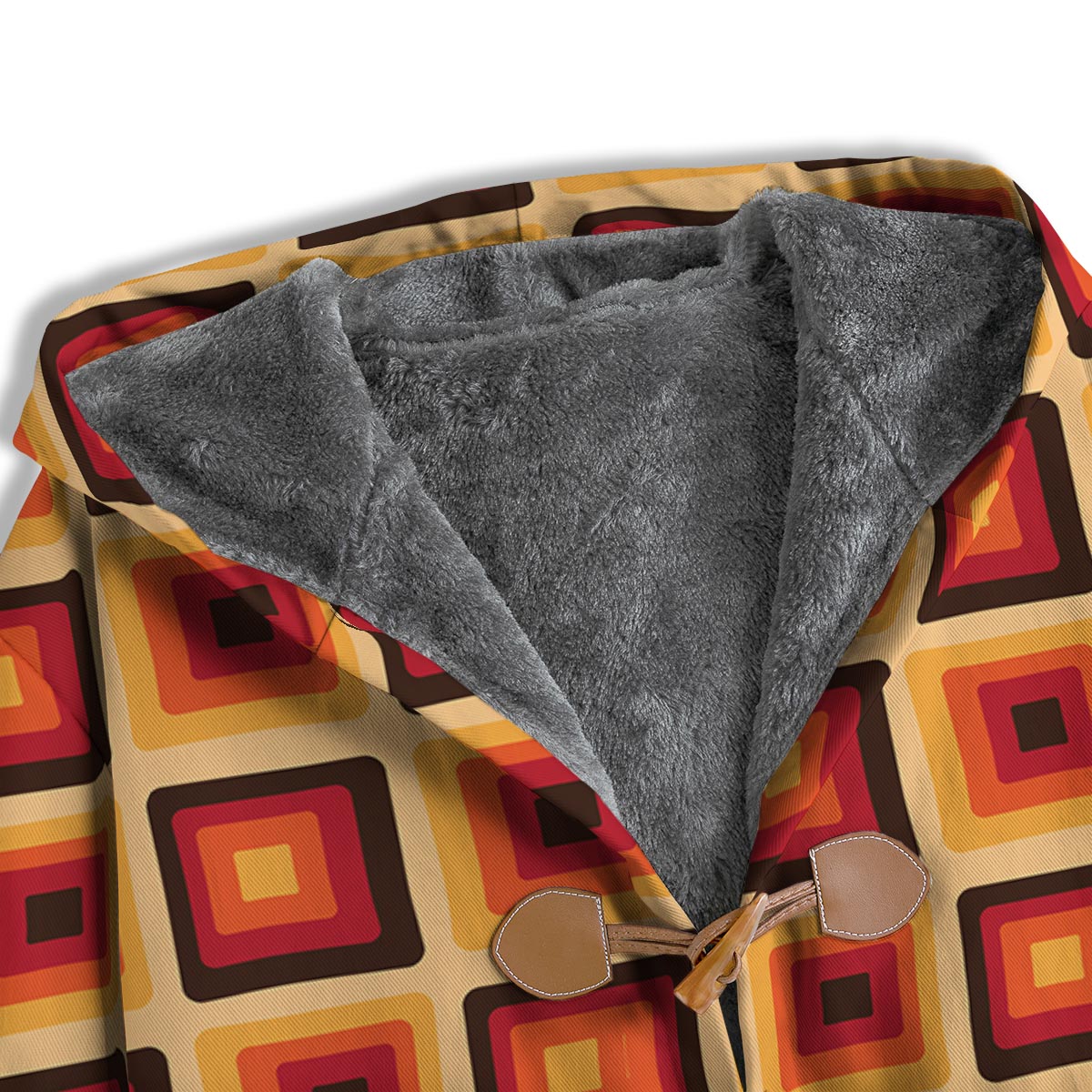 Rounded Square Retro Geometric Print Pattern Men's Windbreaker Jacket-grizzshop
