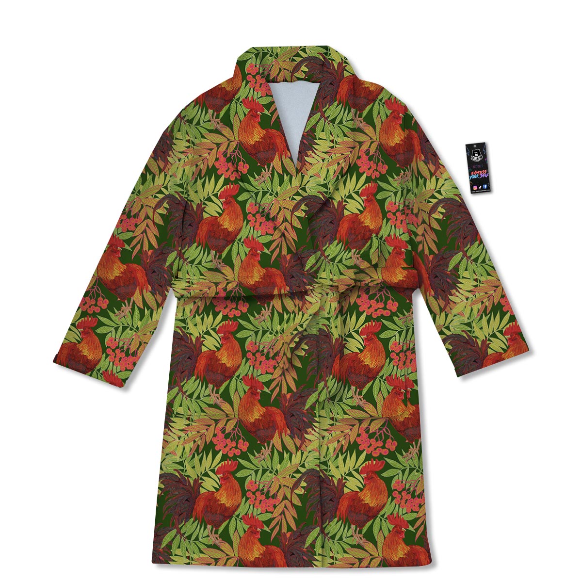 Rowan And Rooster Print Pattern Bathrobe-grizzshop