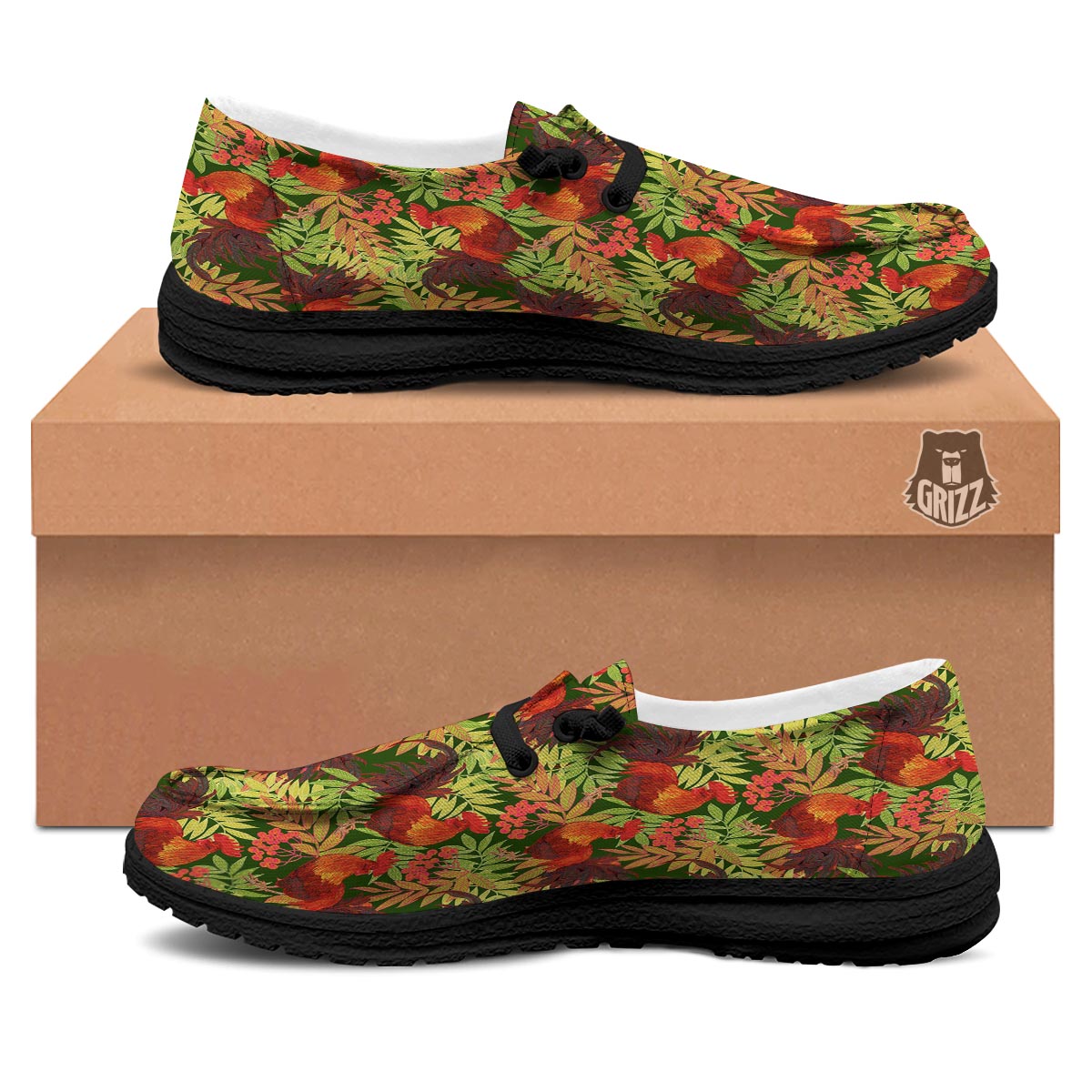 Rowan And Rooster Print Pattern Black Loafers-grizzshop