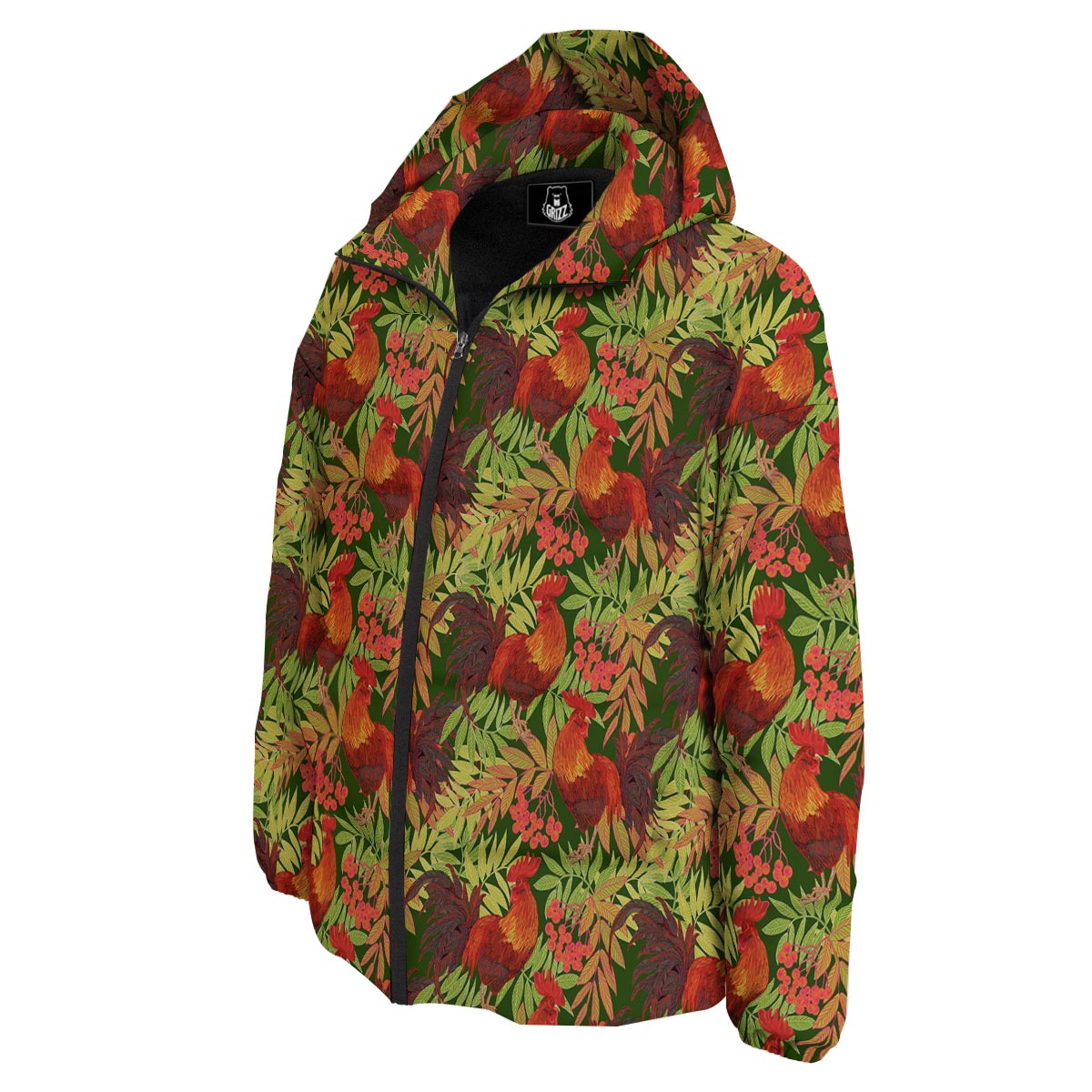 Rowan And Rooster Print Pattern Down Jacket-grizzshop