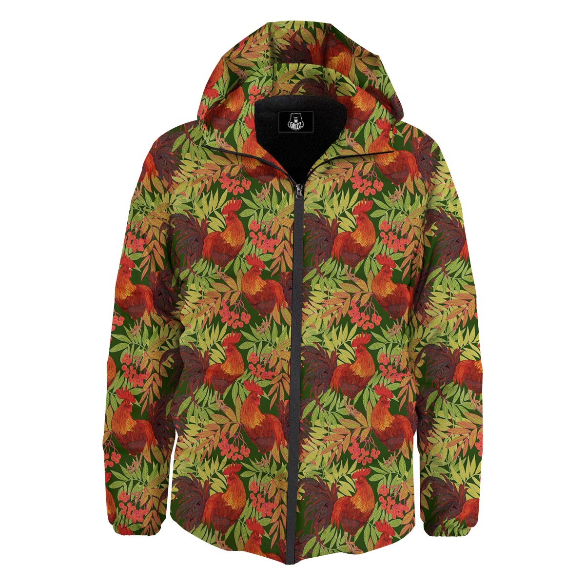 Rowan And Rooster Print Pattern Down Jacket-grizzshop