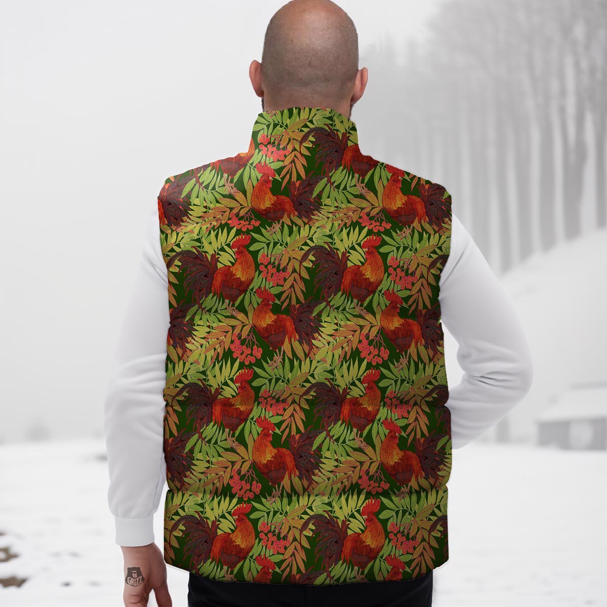 Rowan And Rooster Print Pattern Down Vest