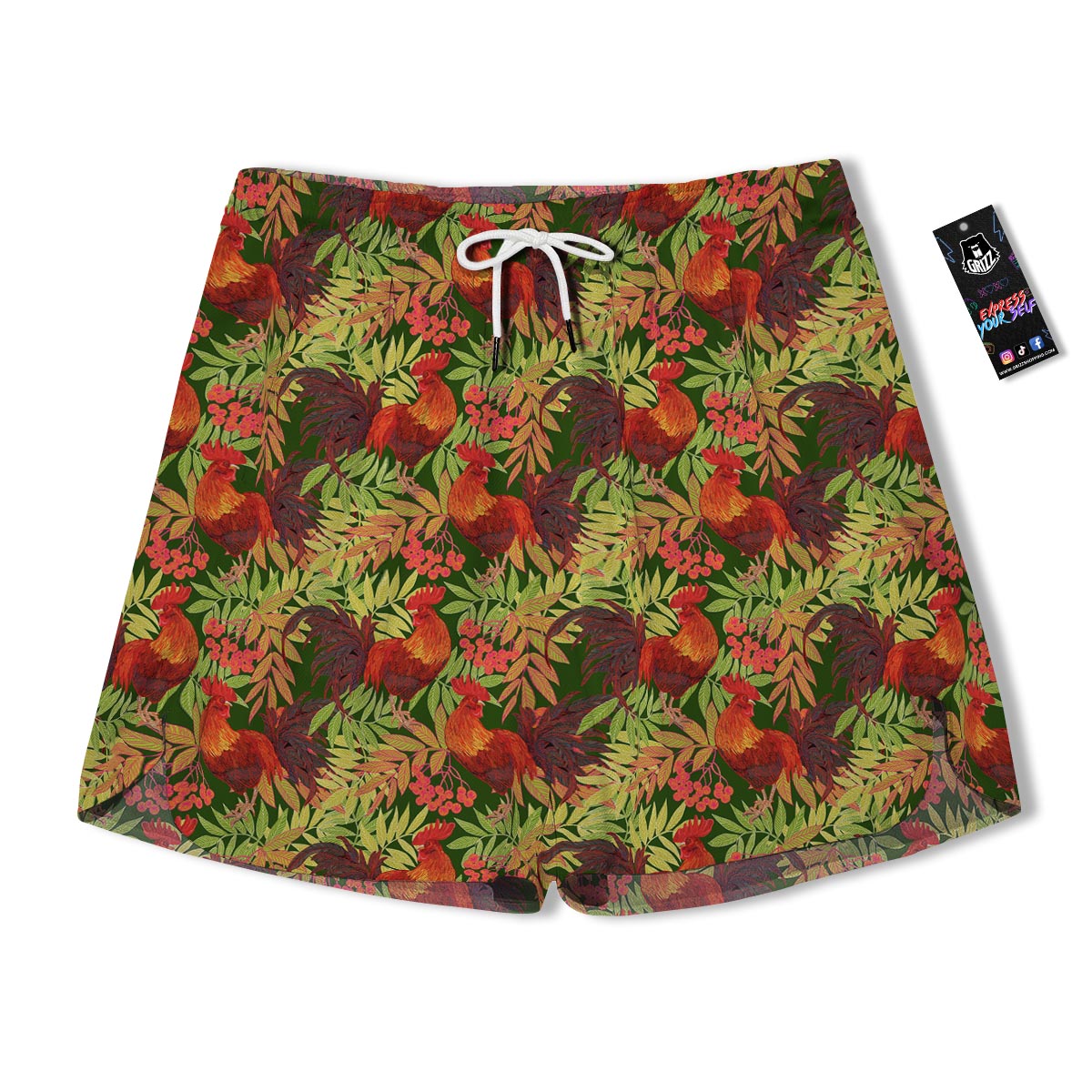 Rowan And Rooster Print Pattern Men's Running Shorts-grizzshop