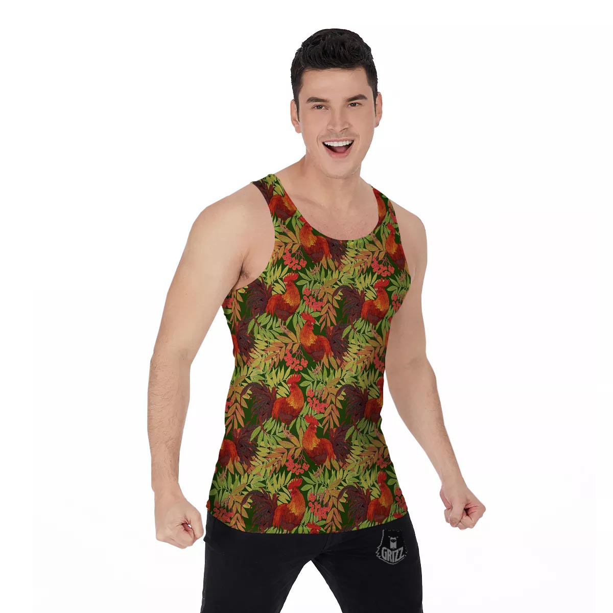 Rowan And Rooster Print Pattern Men's Tank Top-grizzshop