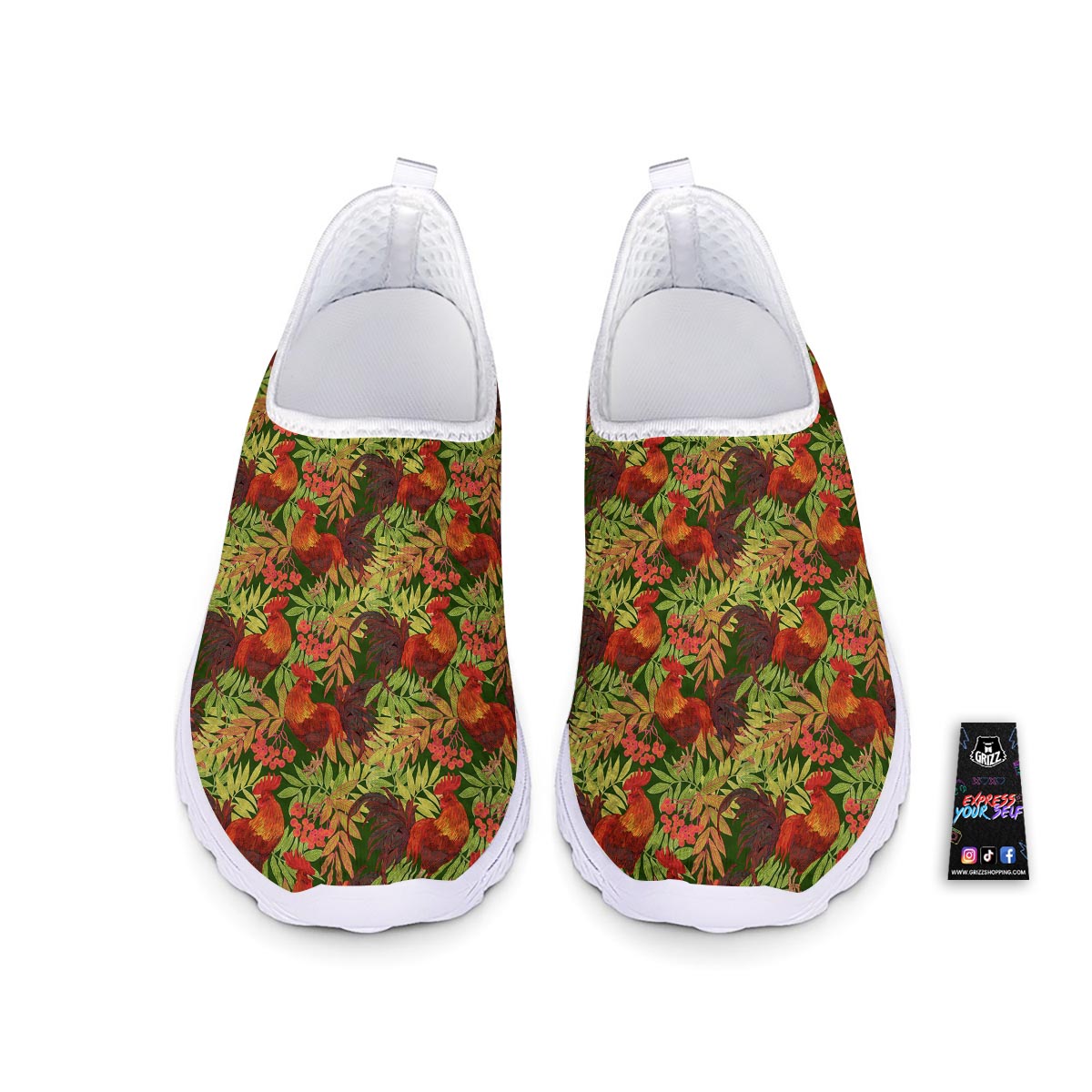 Rowan And Rooster Print Pattern Nurse Shoes-grizzshop