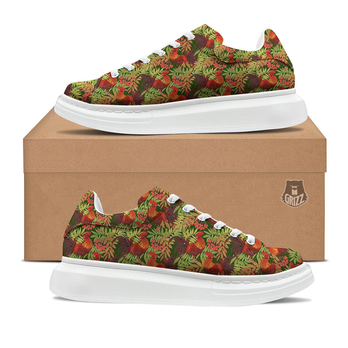 Rowan And Rooster Print Pattern Platform Shoes-grizzshop