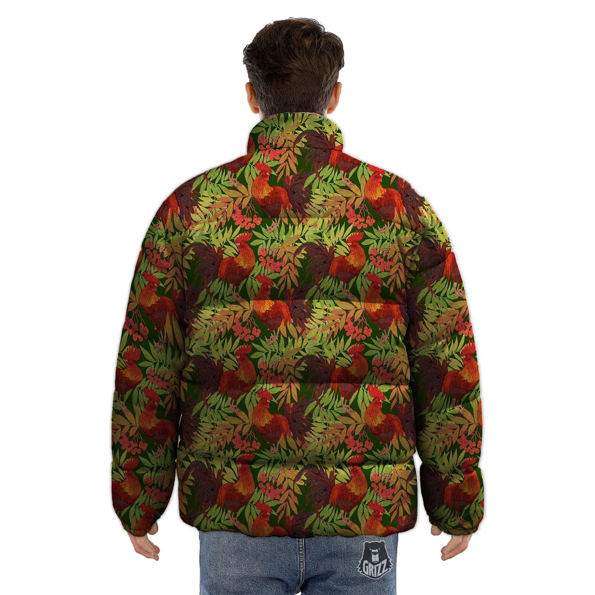 Rowan And Rooster Print Pattern Puffer Jacket-grizzshop