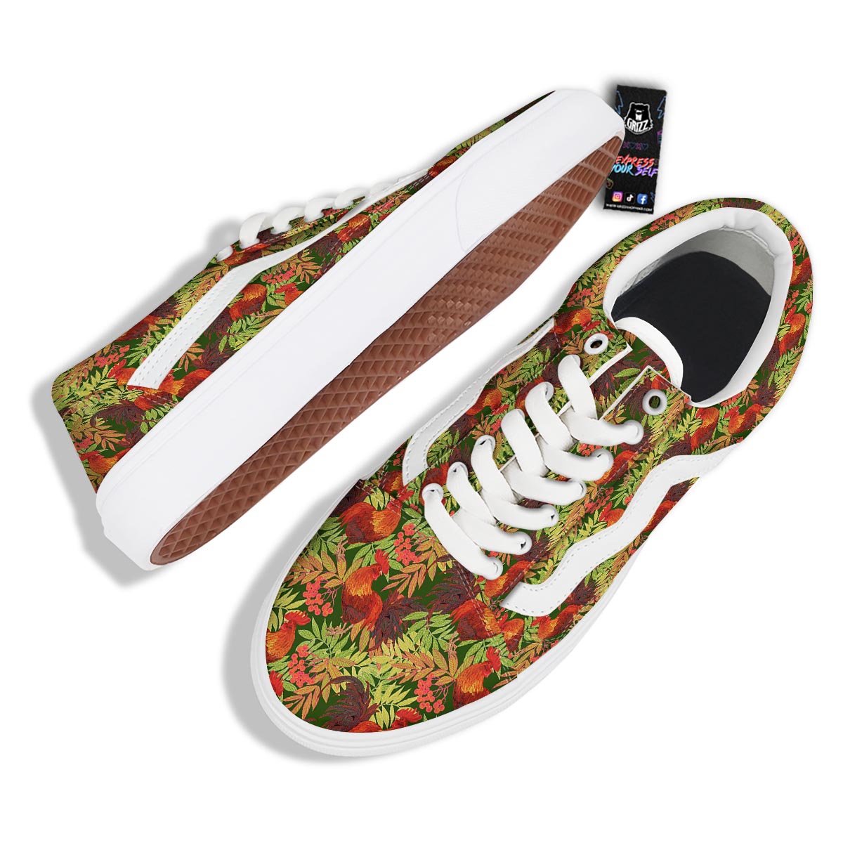 Rowan And Rooster Print Pattern Skate Shoes-grizzshop