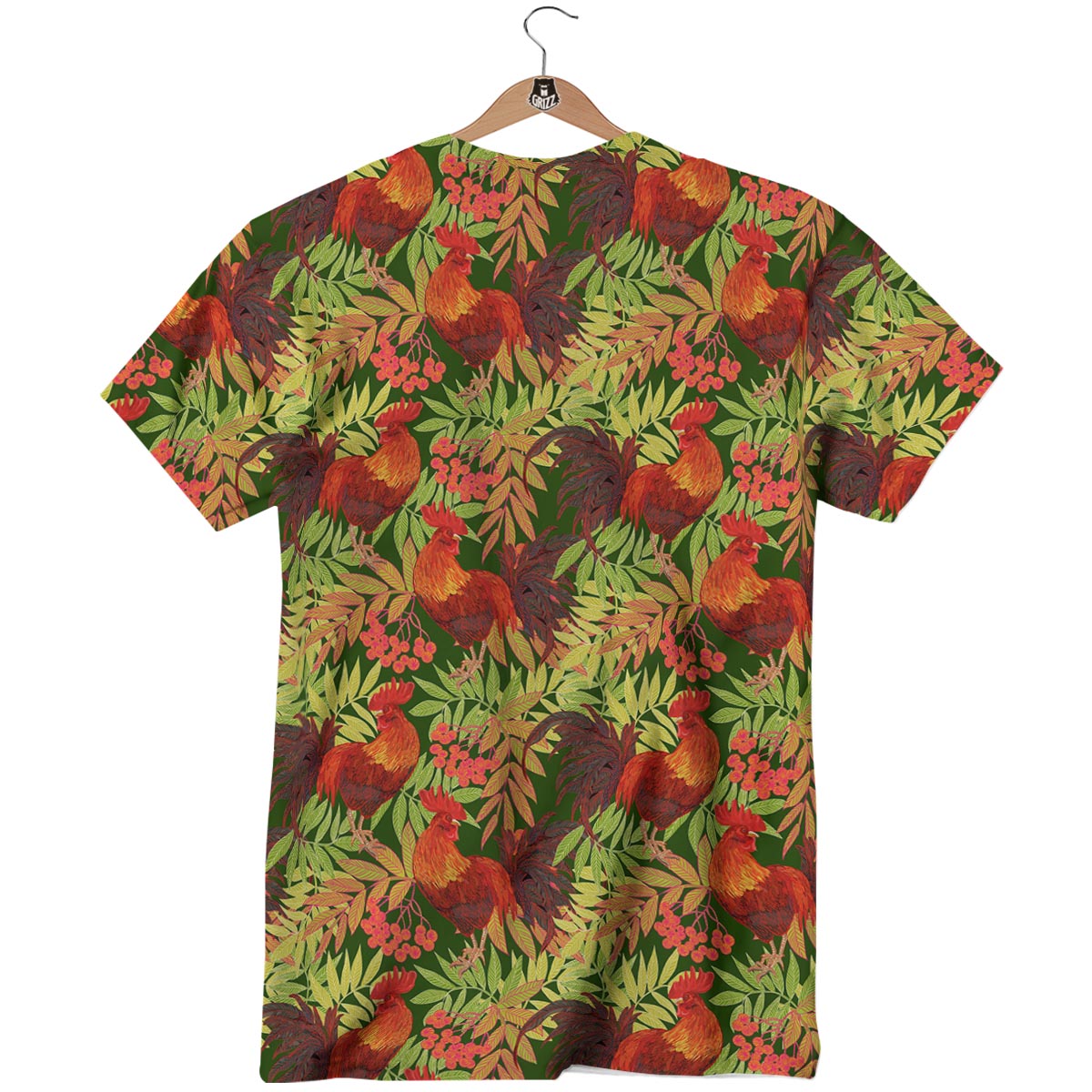 Rowan And Rooster Print Pattern T-Shirt-grizzshop