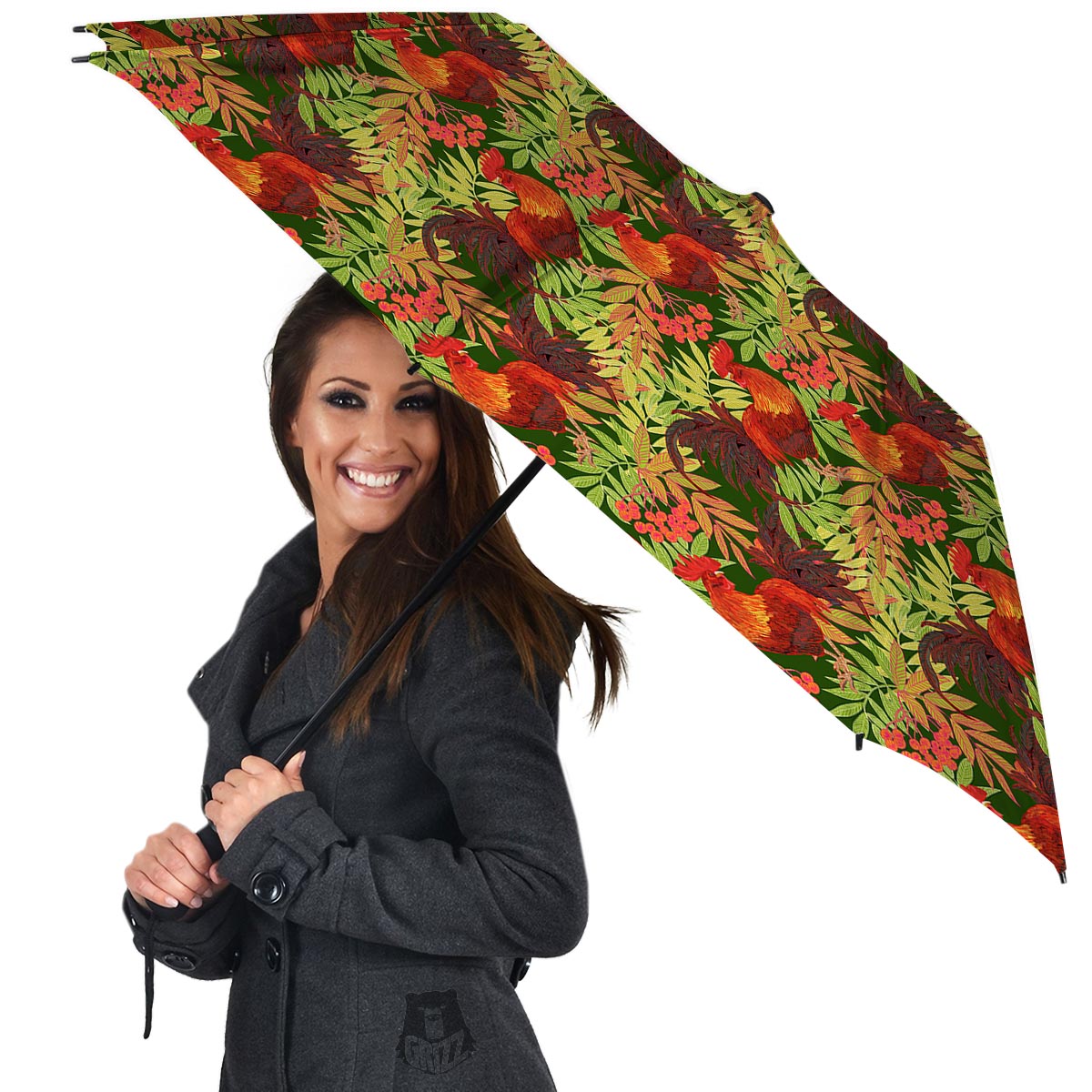 Rowan And Rooster Print Pattern Umbrella-grizzshop