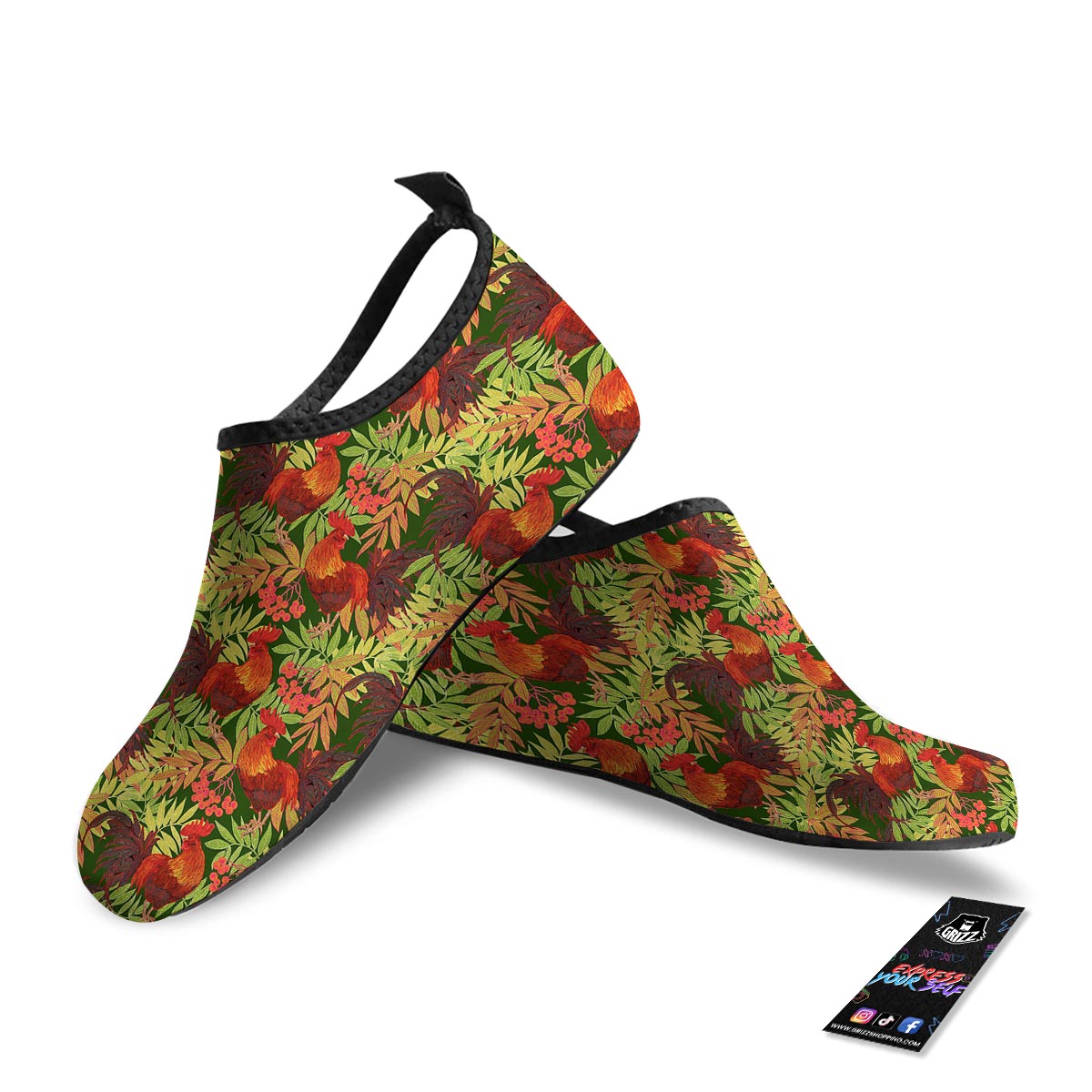 Rowan And Rooster Print Pattern Water Shoes-grizzshop