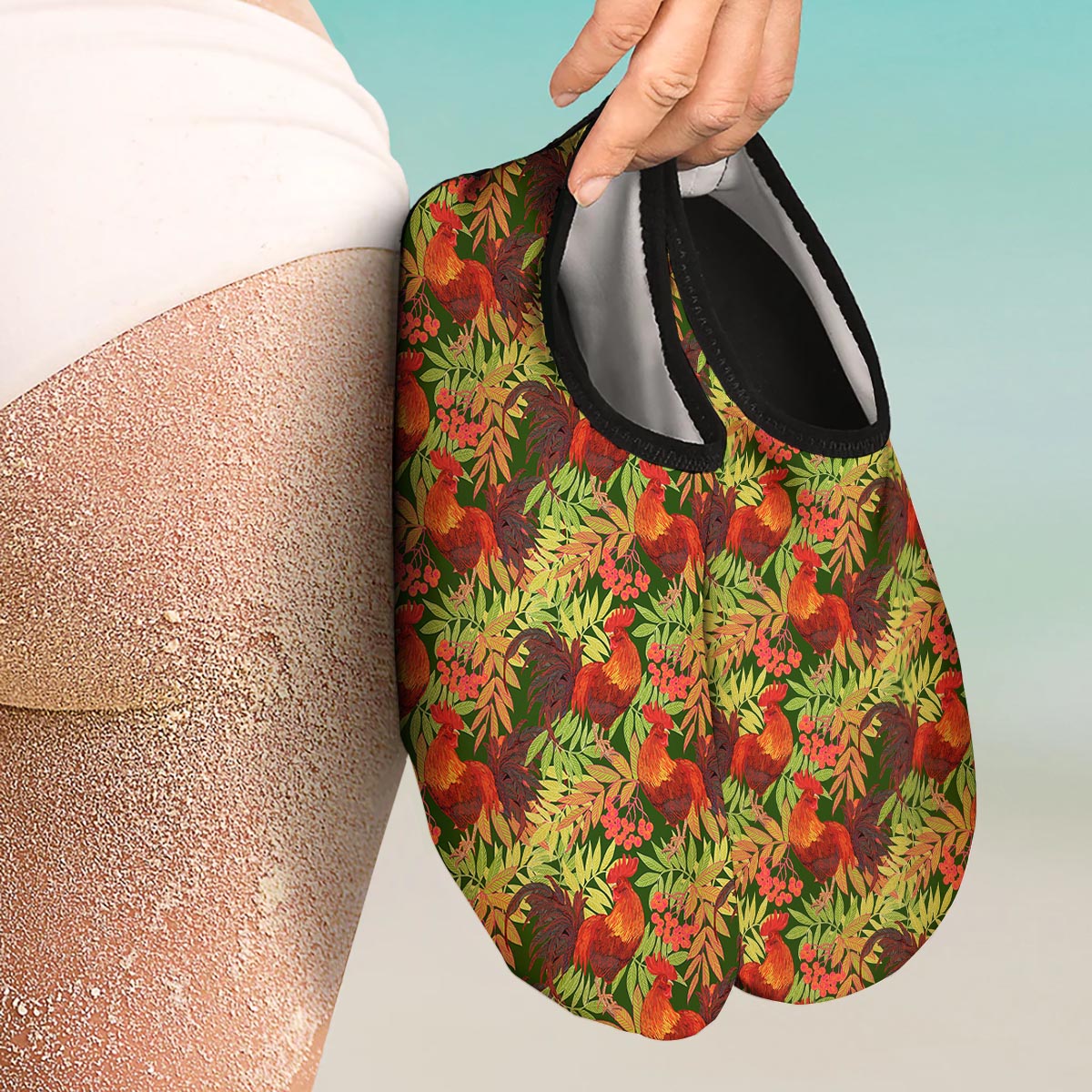 Rowan And Rooster Print Pattern Water Shoes-grizzshop