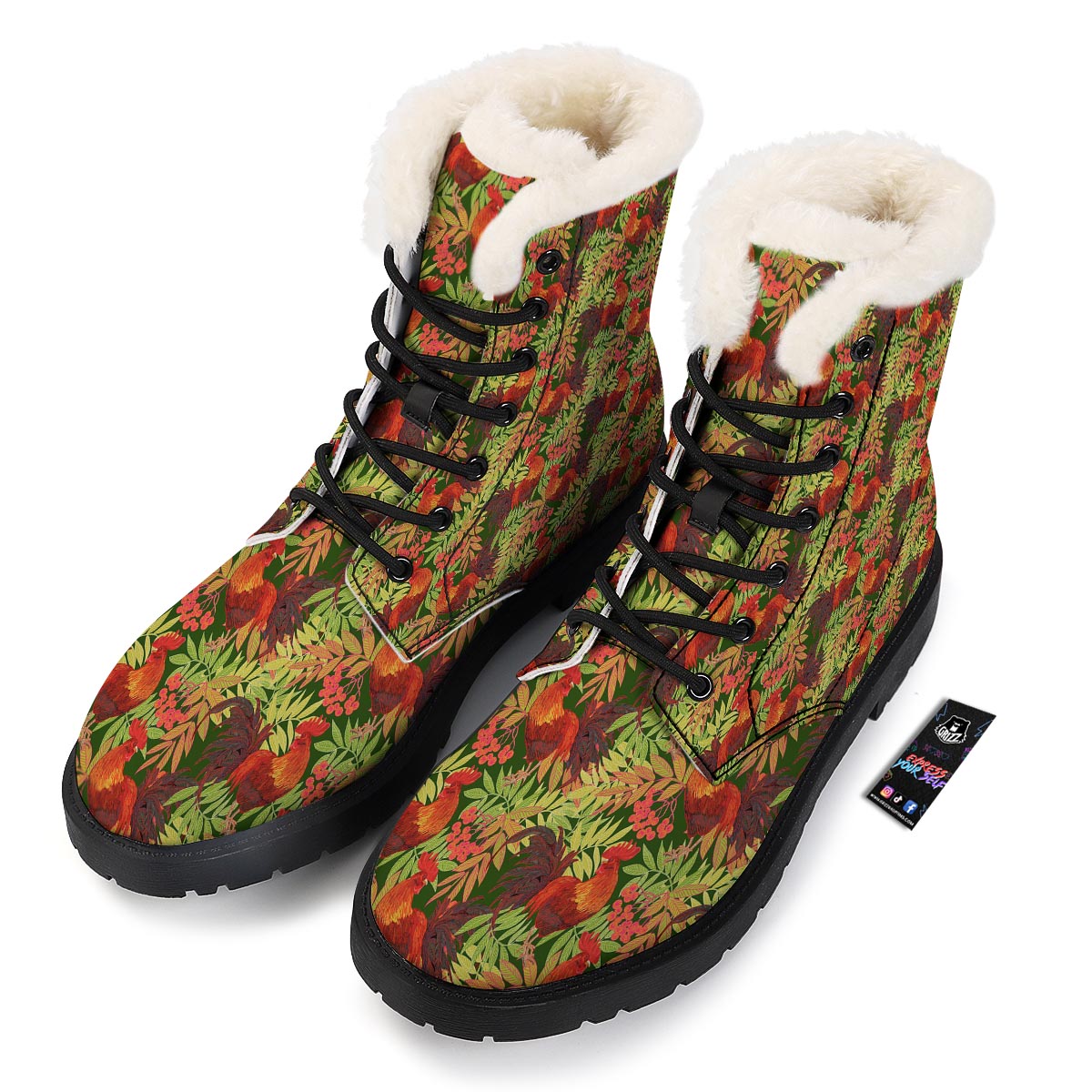Rowan And Rooster Print Pattern Winter Boots-grizzshop