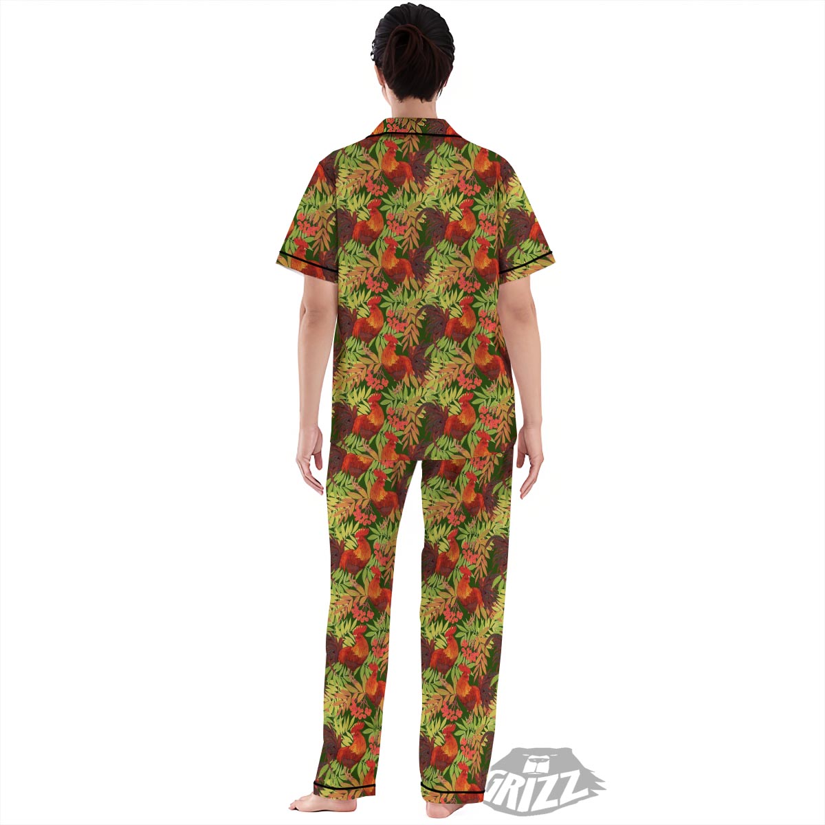Rowan And Rooster Print Pattern Women's Pajamas Set-grizzshop