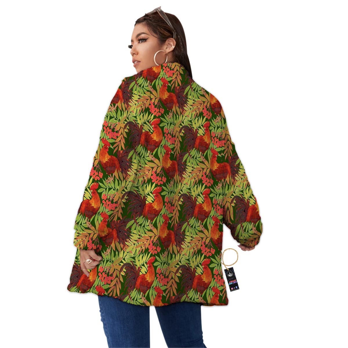 Rowan And Rooster Print Pattern Women's Sherpa Jacket-grizzshop