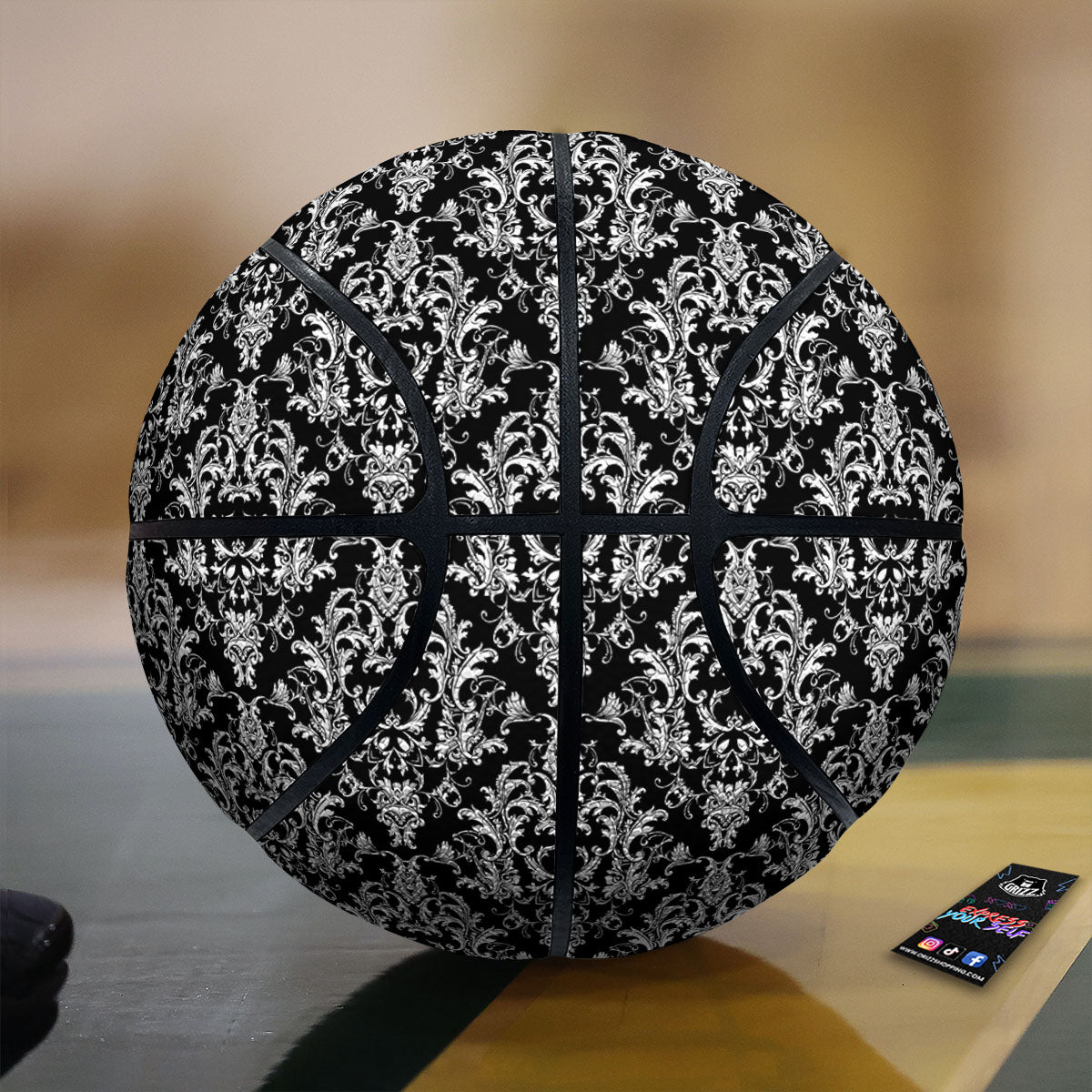 Royal Damask White And Black Print Pattern Basketball-grizzshop