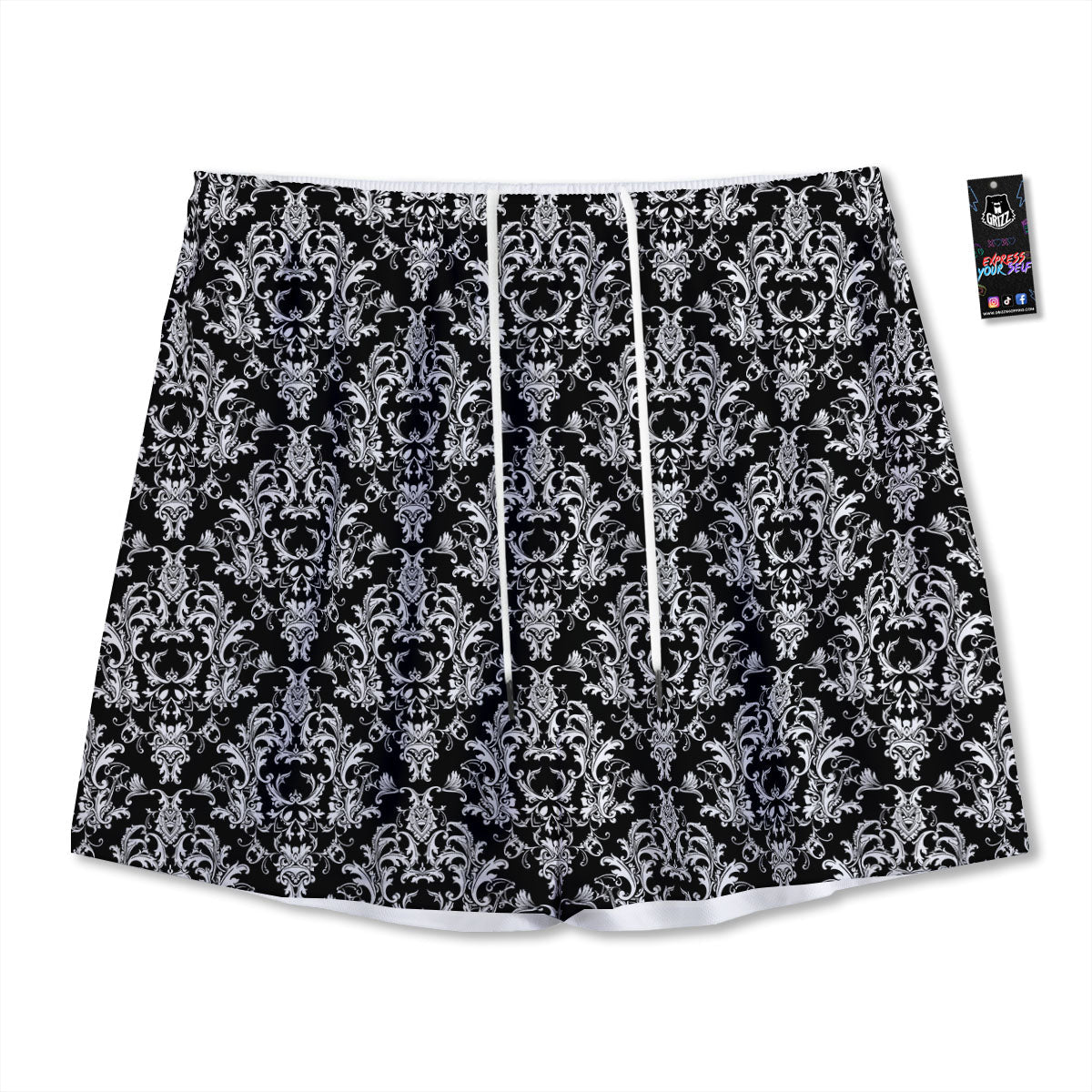 Rose Eyeball Print Pattern Mesh Shorts
