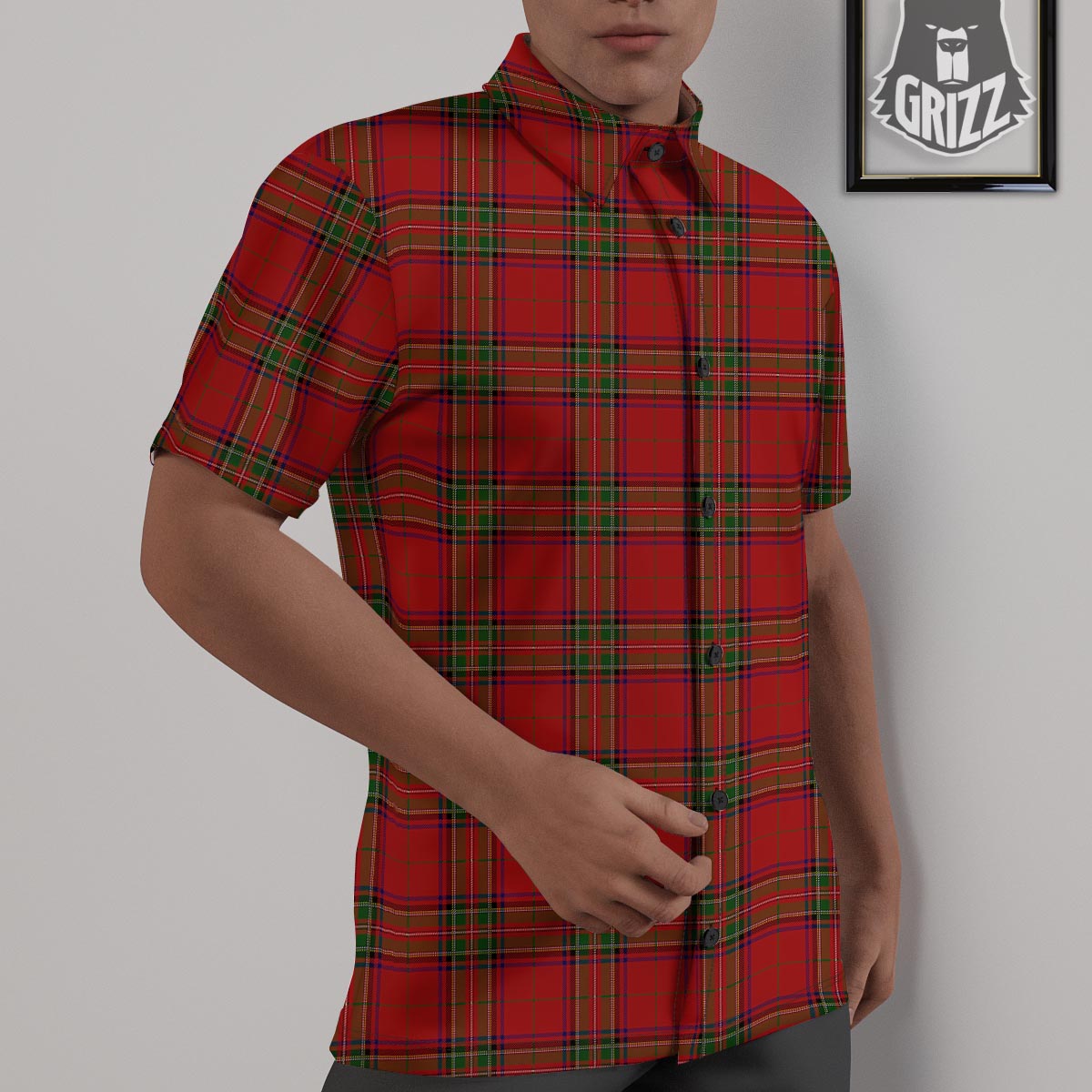 Royal Stewart Tartan Print Pattern Untucked Shirts-grizzshop