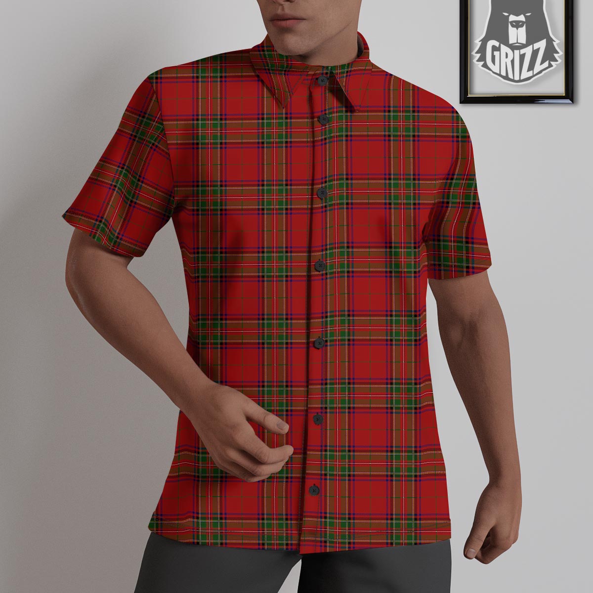 Royal Stewart Tartan Print Pattern Untucked Shirts-grizzshop