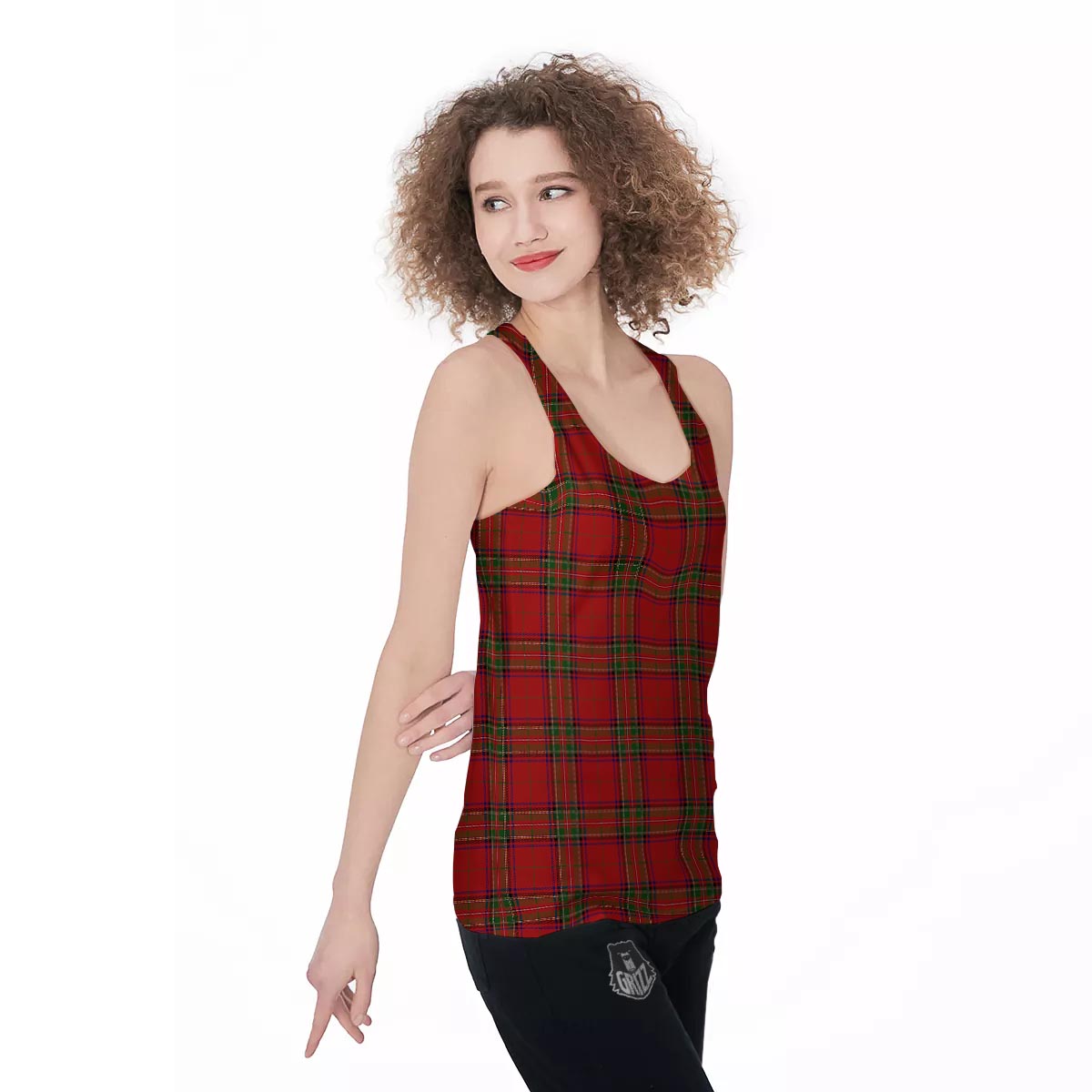 Royal Stewart Tartan Print Pattern Women's Racerback Tank Top-grizzshop