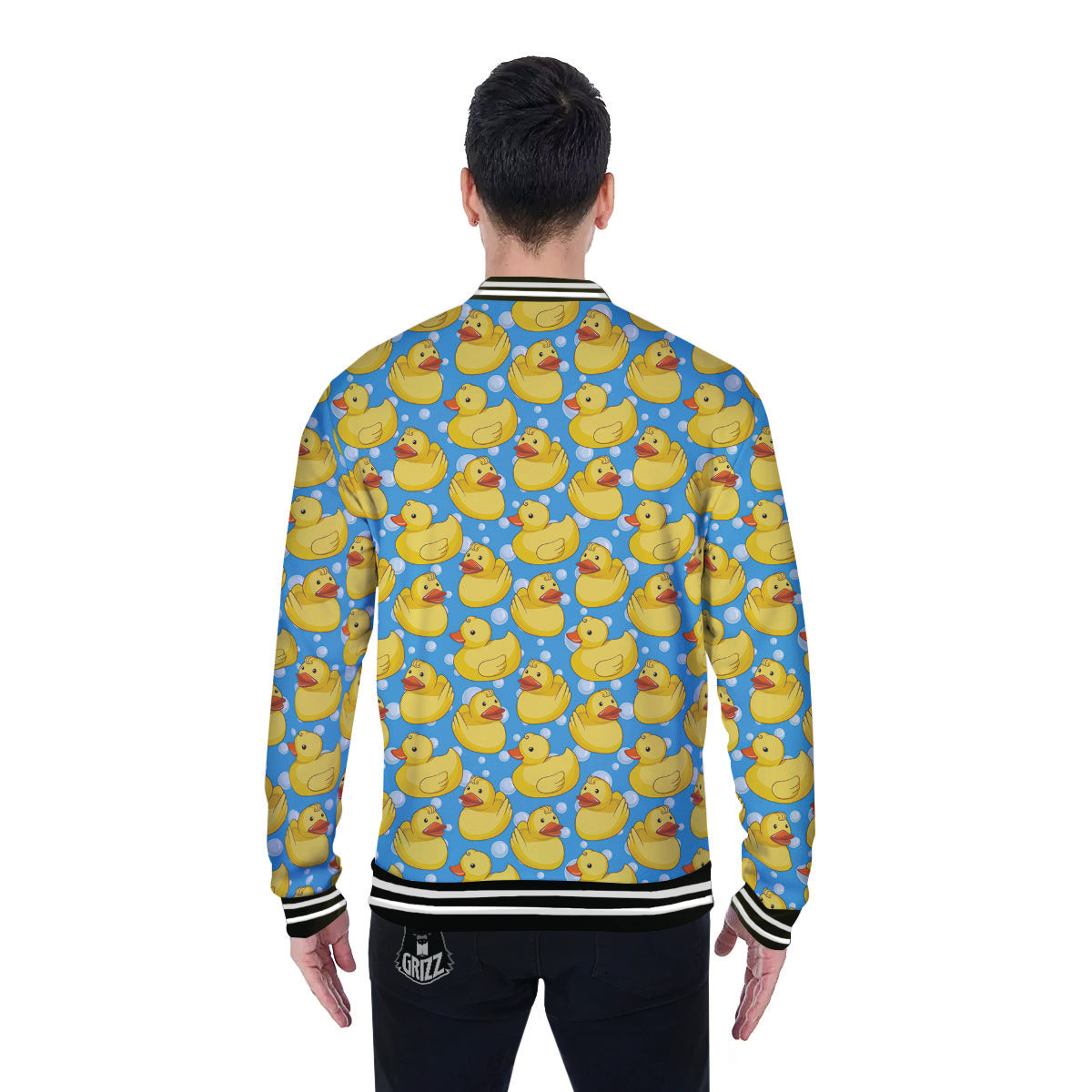 Rubber Duck In Water Print Pattern Baseball Jacket-grizzshop