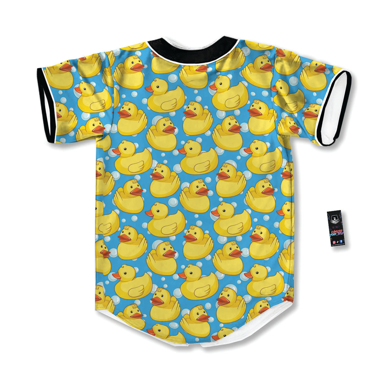 Rubber Duck In Water Print Pattern Baseball Jersey-grizzshop
