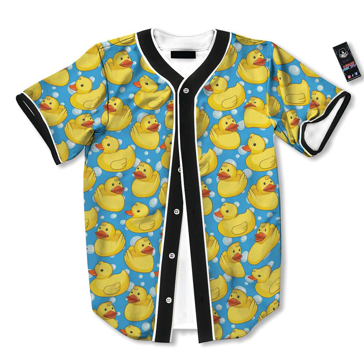 Rubber Duck In Water Print Pattern Baseball Jersey-grizzshop