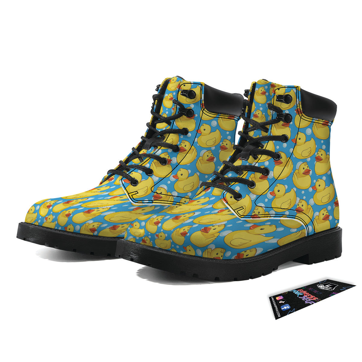 Rubber Duck In Water Print Pattern Boots-grizzshop