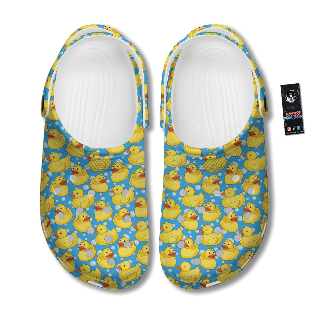 Rubber Duck In Water Print Pattern Clog-grizzshop