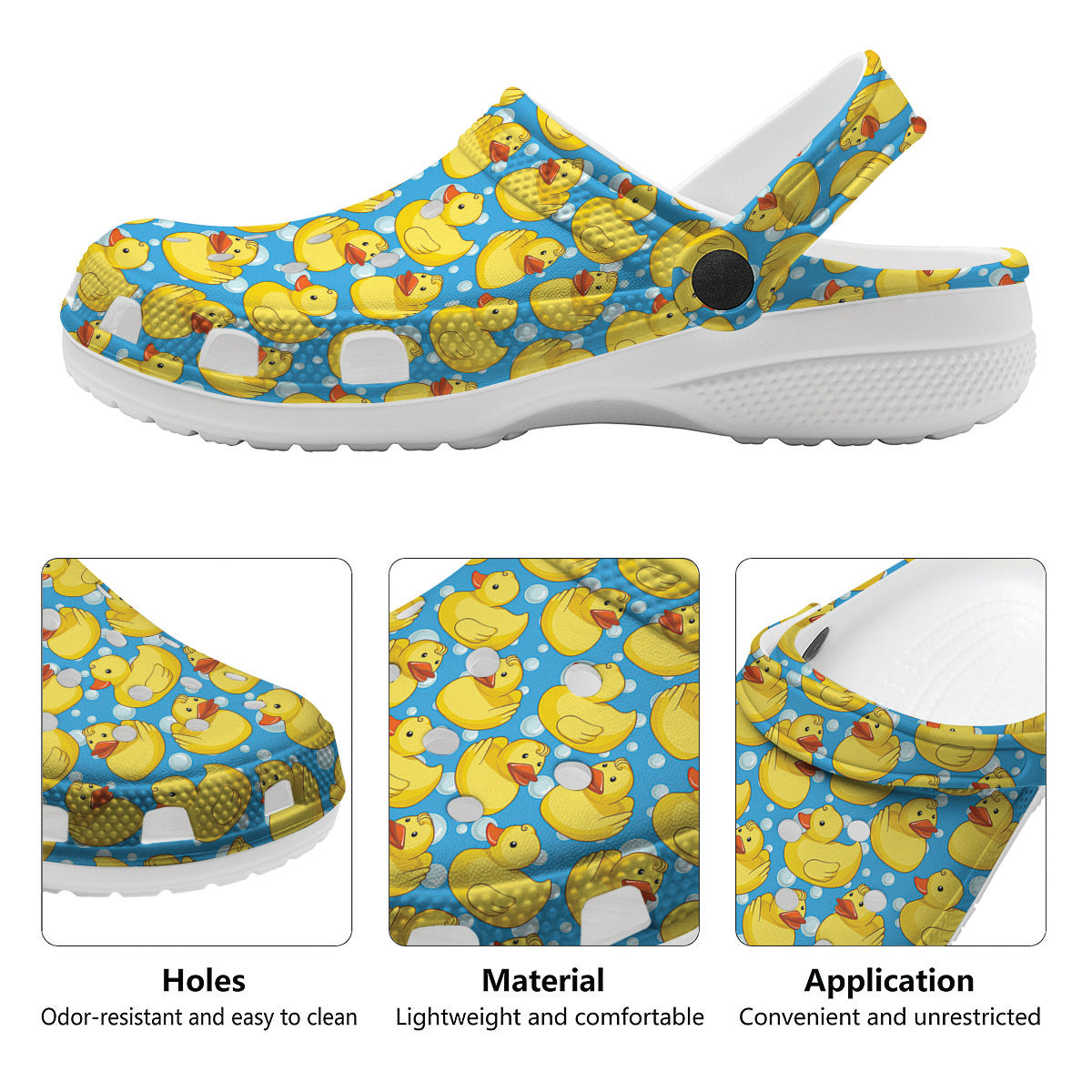 Rubber Duck In Water Print Pattern Clog-grizzshop