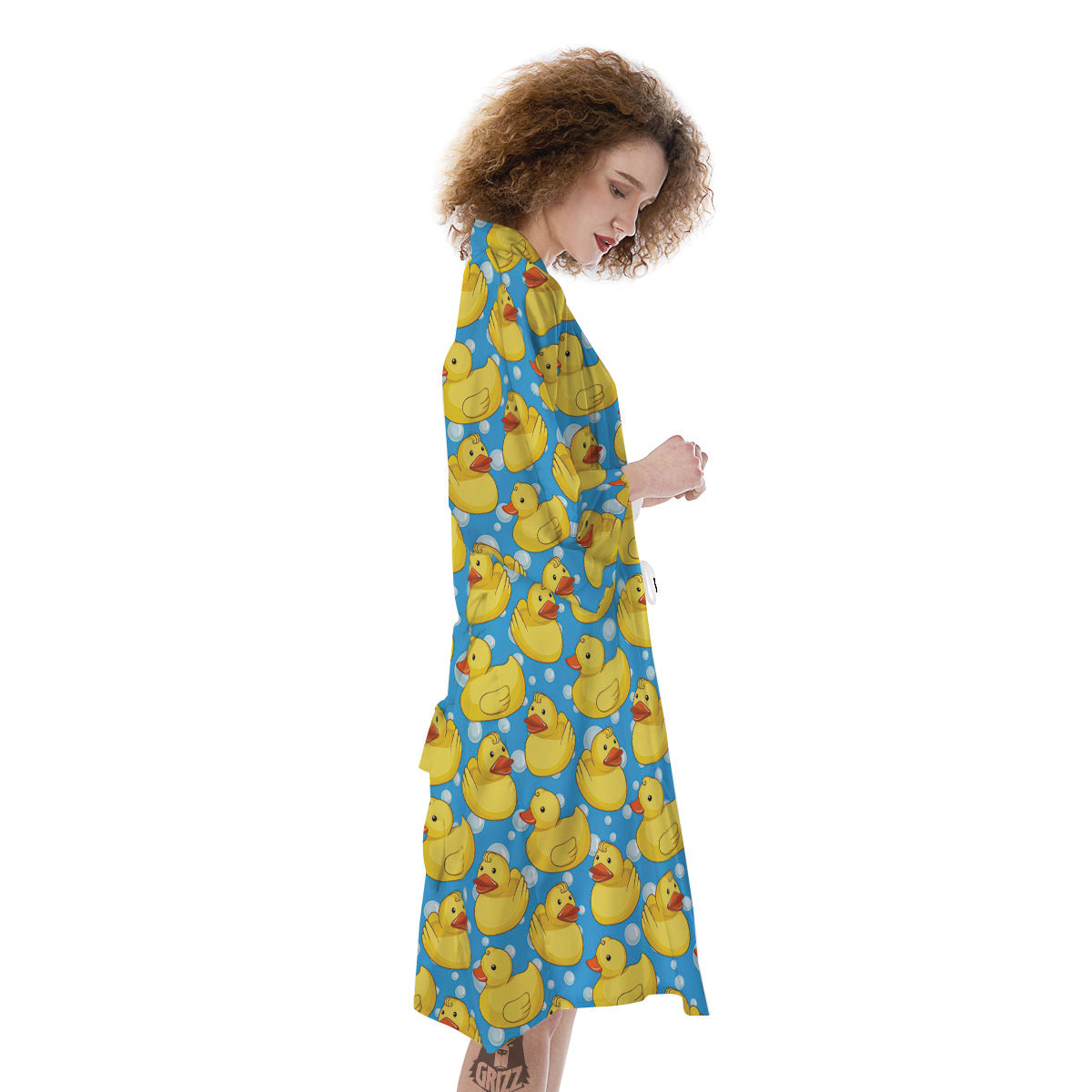 Rubber Duck In Water Print Pattern Kimono-grizzshop