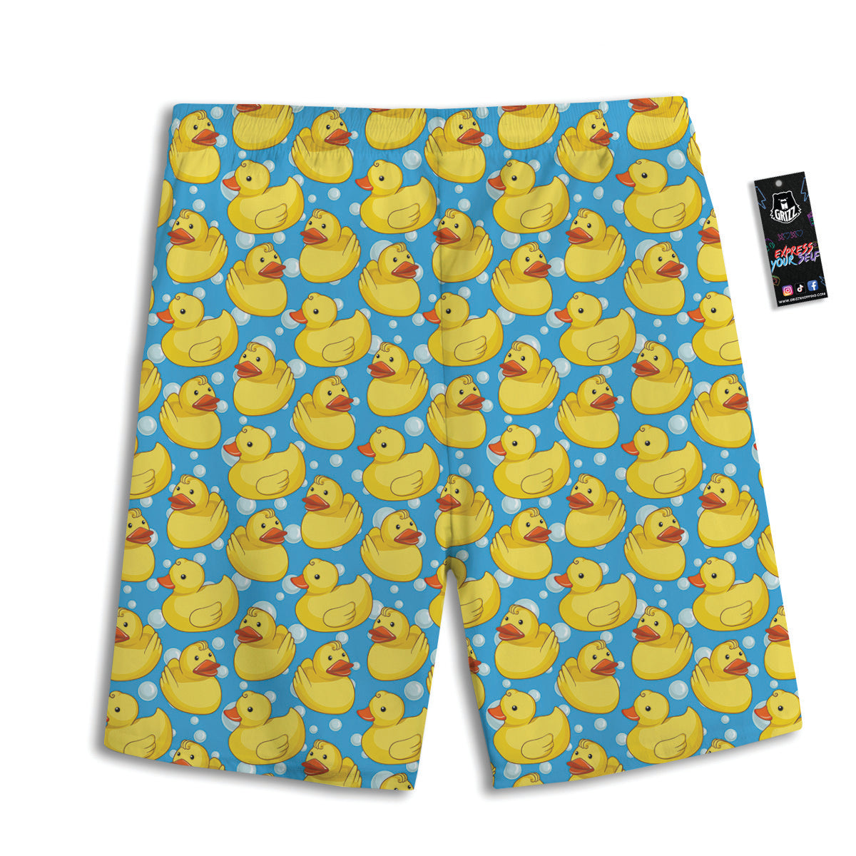 Rubber Duck In Water Print Pattern Men's Athletic Shorts