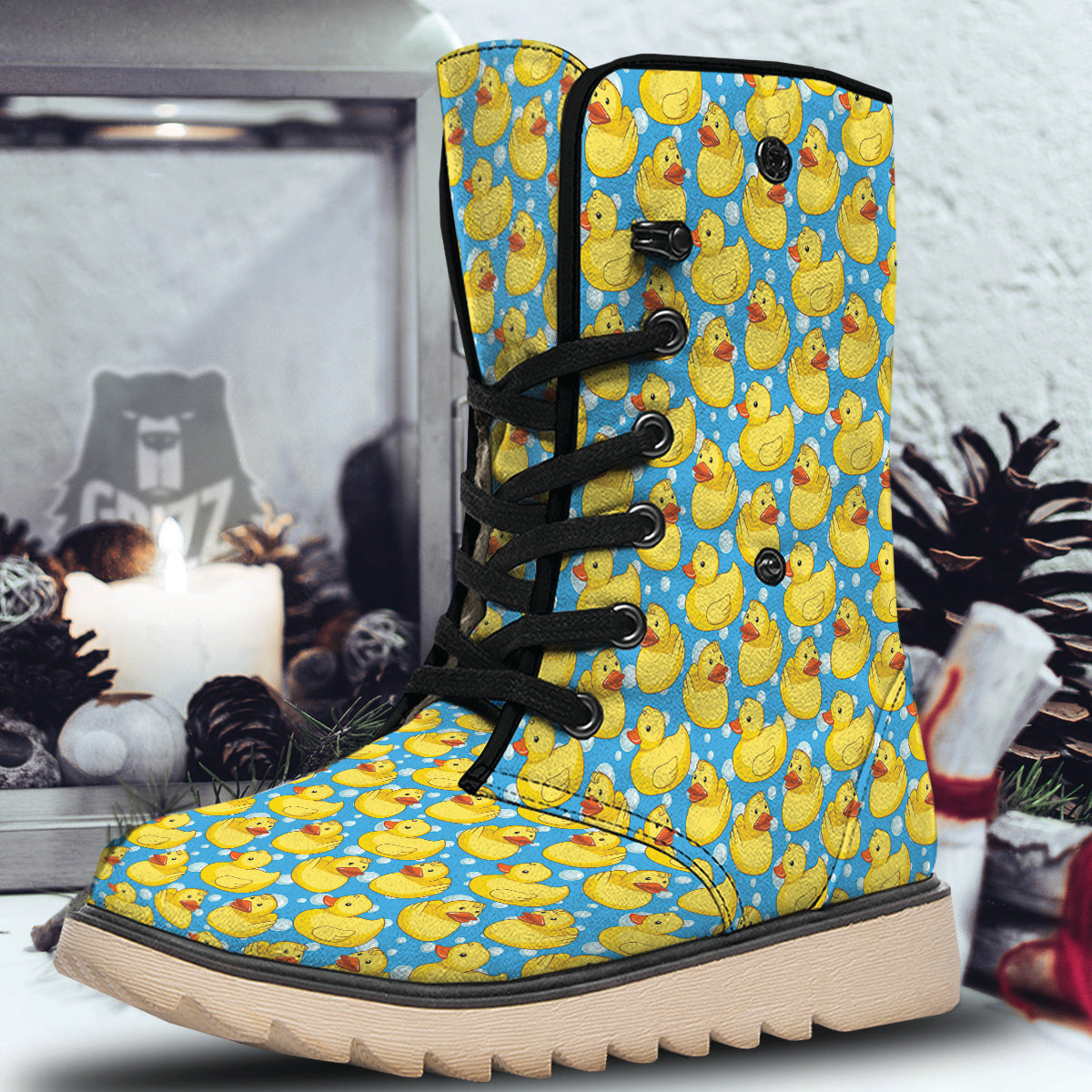 Rubber Duck In Water Print Pattern Snow Boots-grizzshop