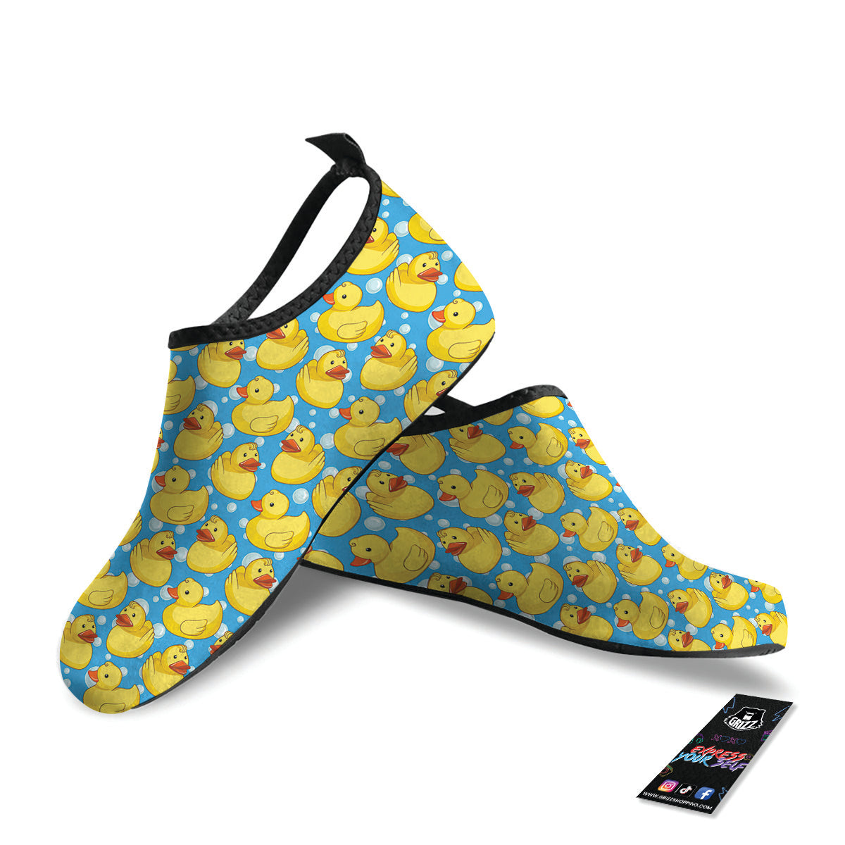 Rubber Duck In Water Print Pattern Water Shoes-grizzshop