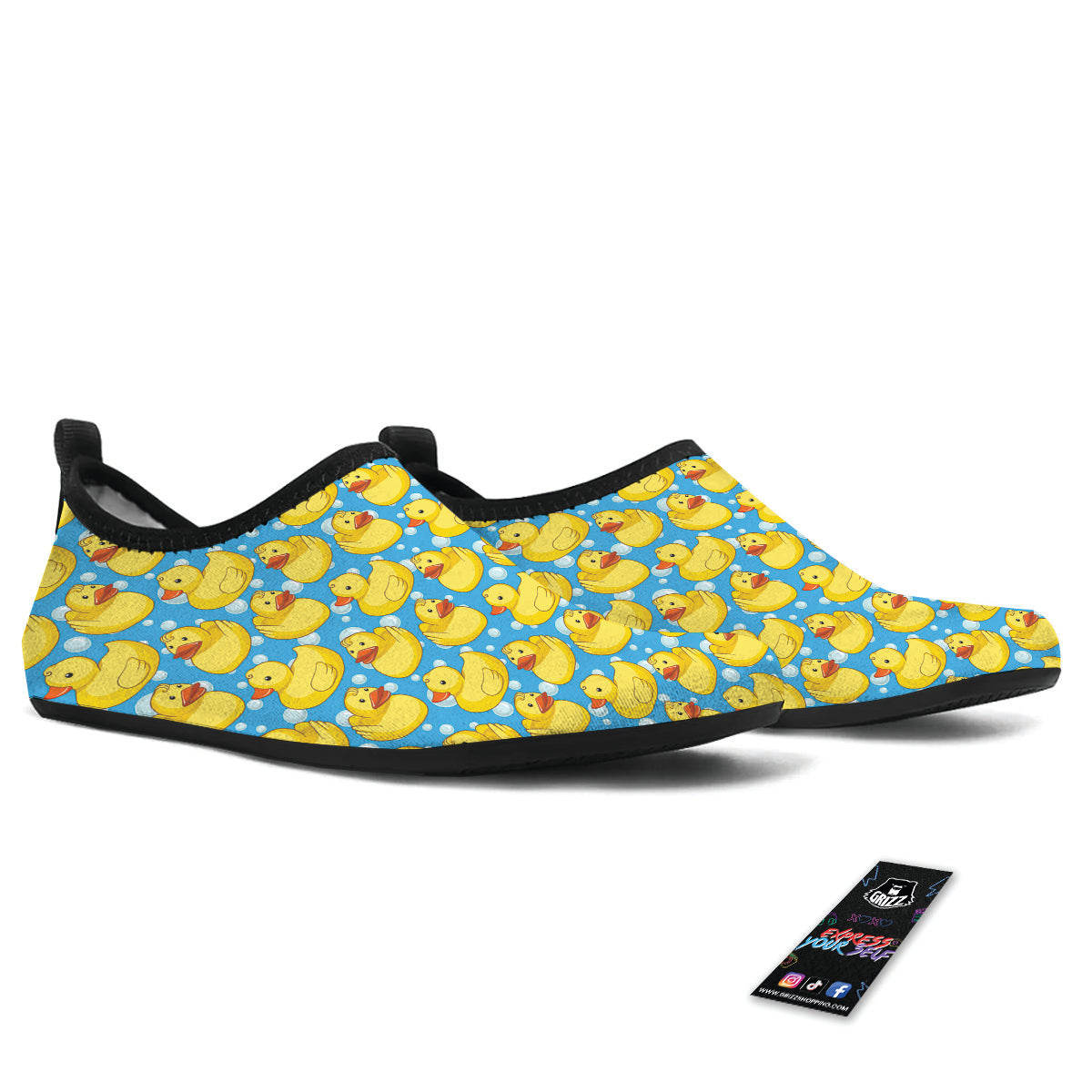 Rubber Duck In Water Print Pattern Water Shoes-grizzshop