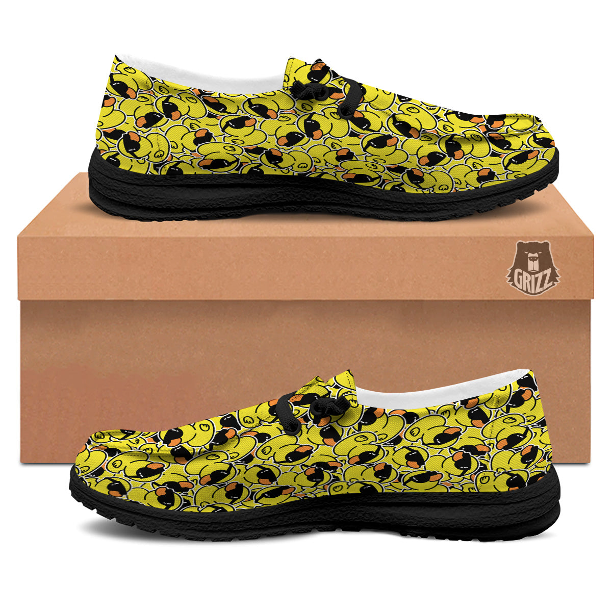 Rubber Duck Mafia Print Pattern Black Loafers-grizzshop