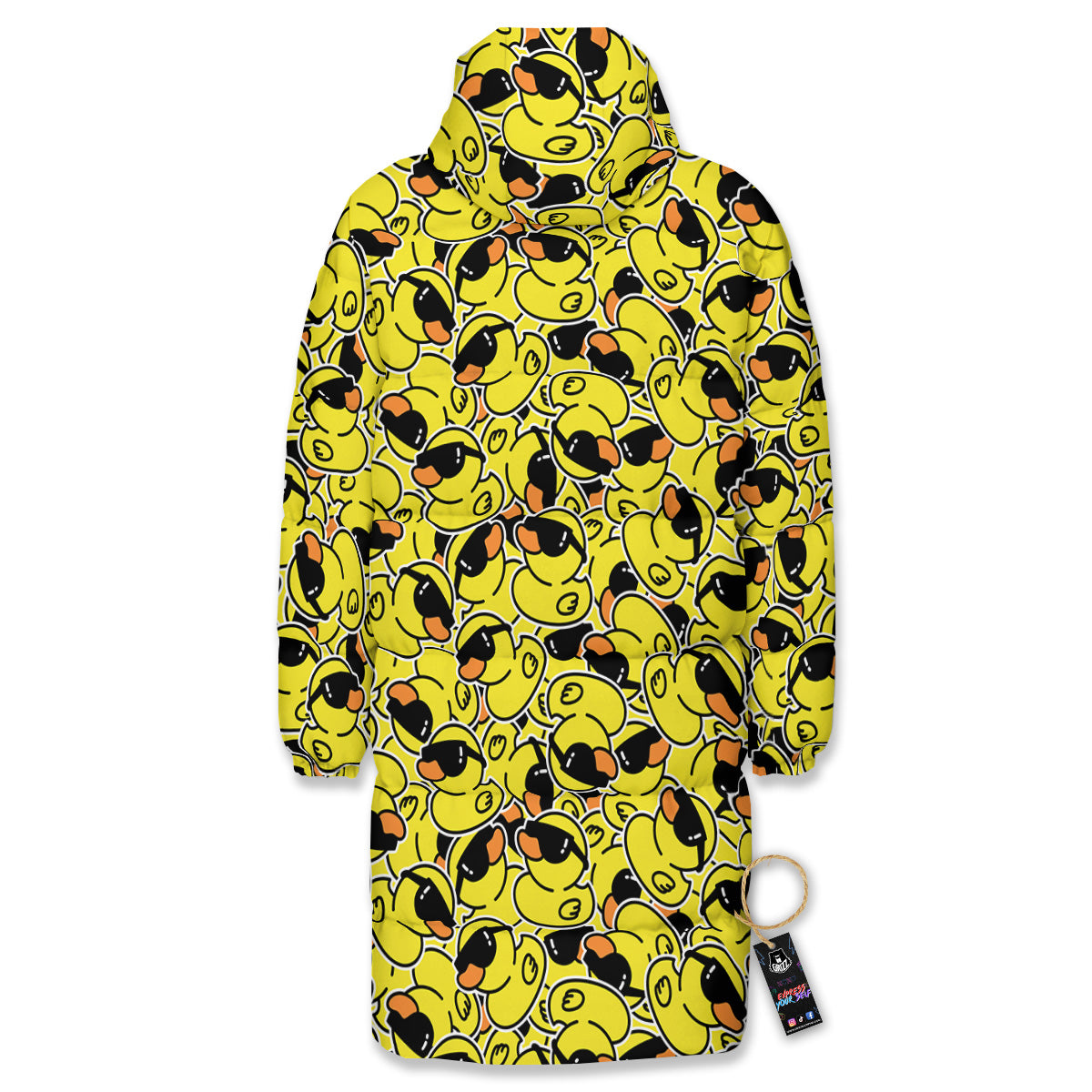 Rubber Duck Mafia Print Pattern Long Down Jacket-grizzshop