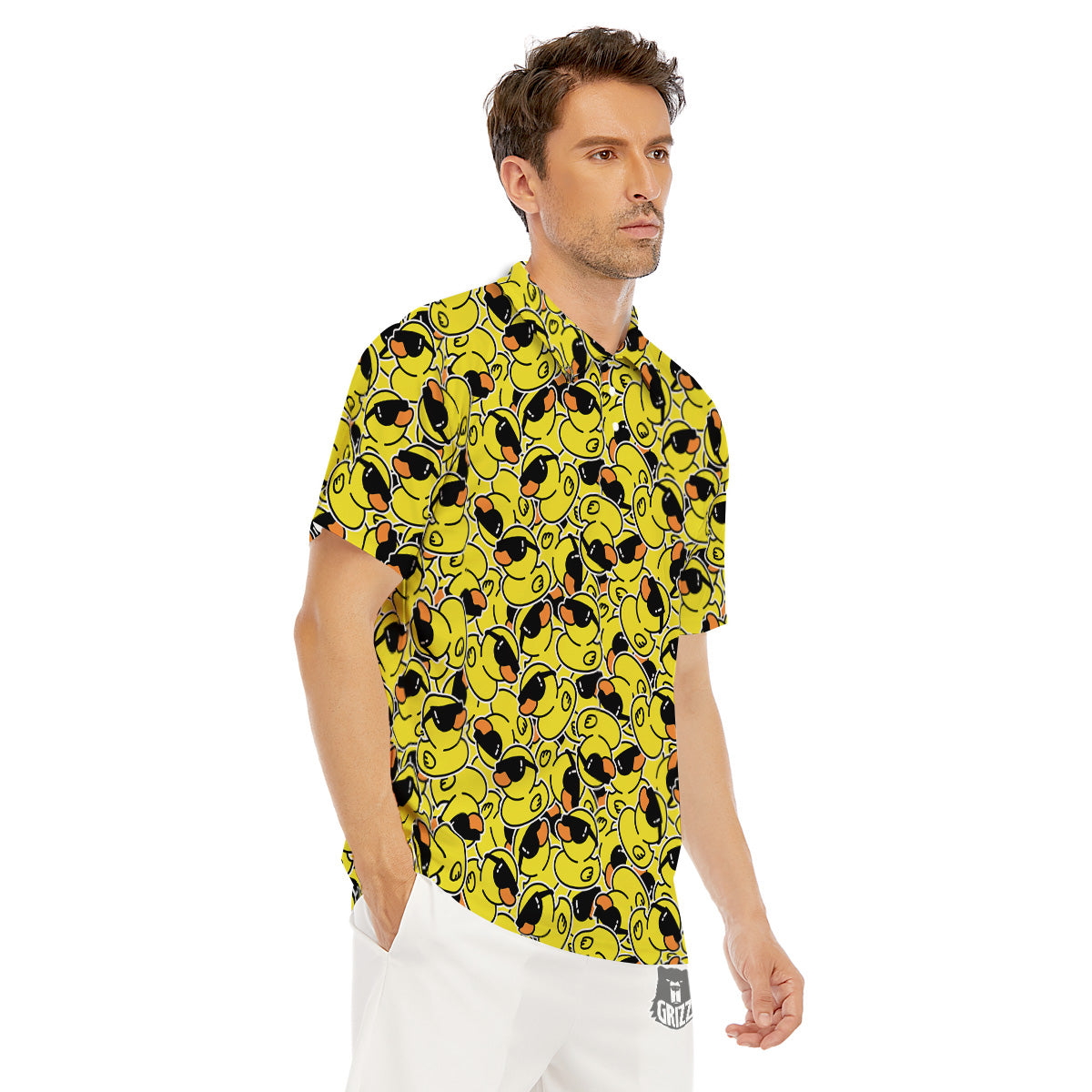 Rubber Duck Mafia Print Pattern Men's Golf Shirts-grizzshop