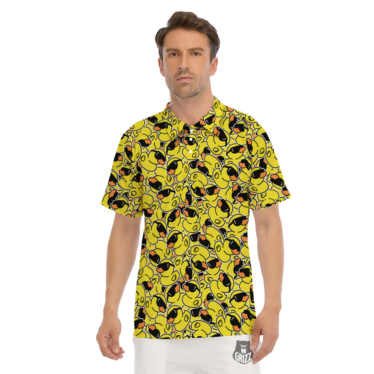 Rubber Duck Mafia Print Pattern Men's Golf Shirts-grizzshop