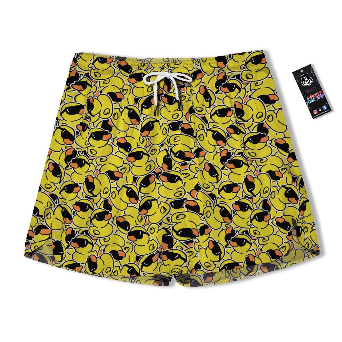 Rubber Duck Mafia Print Pattern Men's Running Shorts-grizzshop