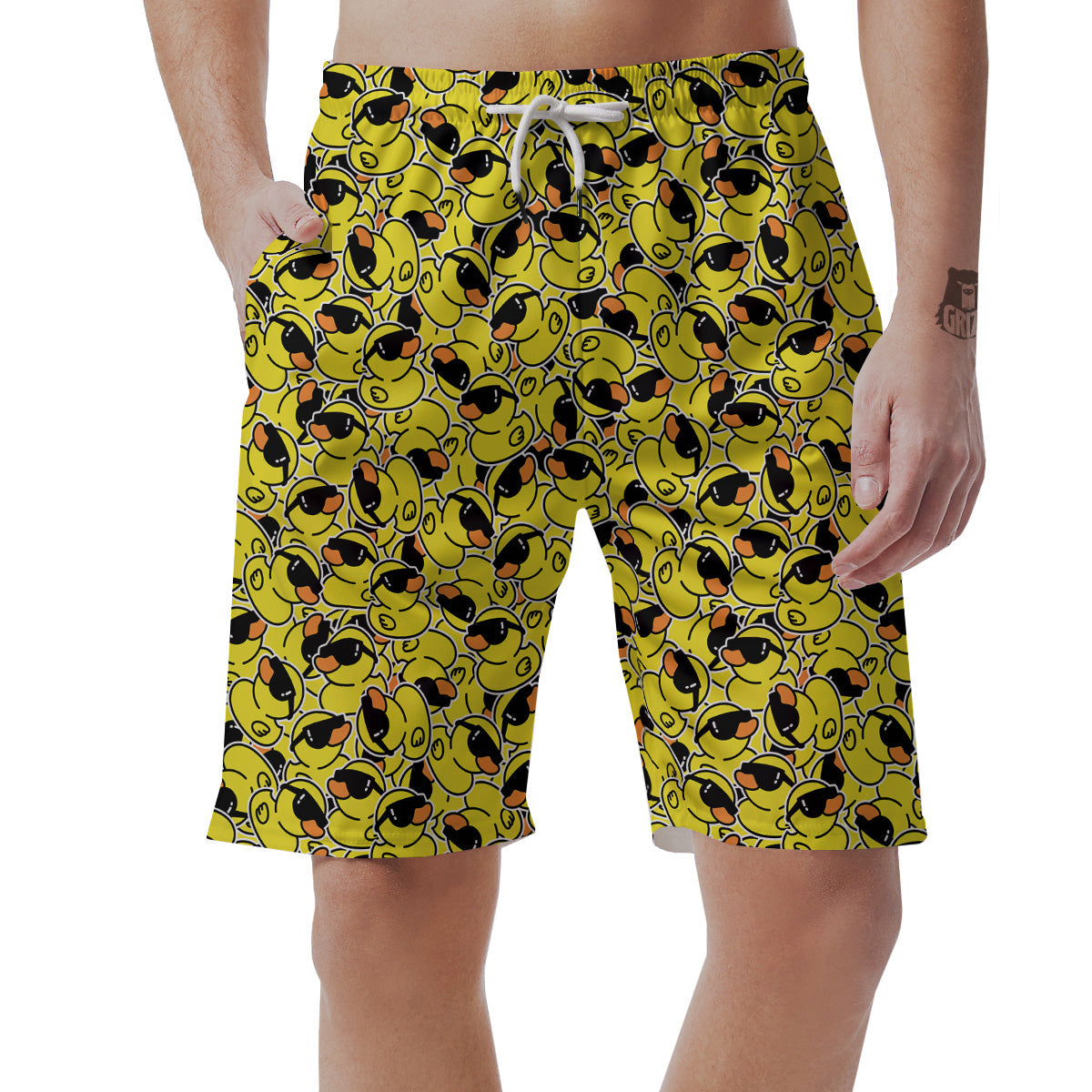 Rubber Duck Mafia Print Pattern Men's Shorts-grizzshop