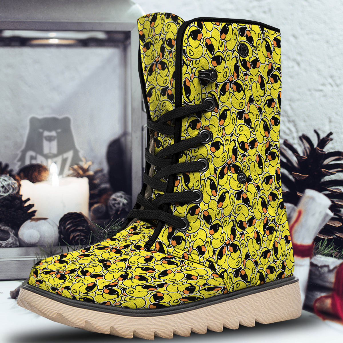Rubber Duck Mafia Print Pattern Snow Boots-grizzshop