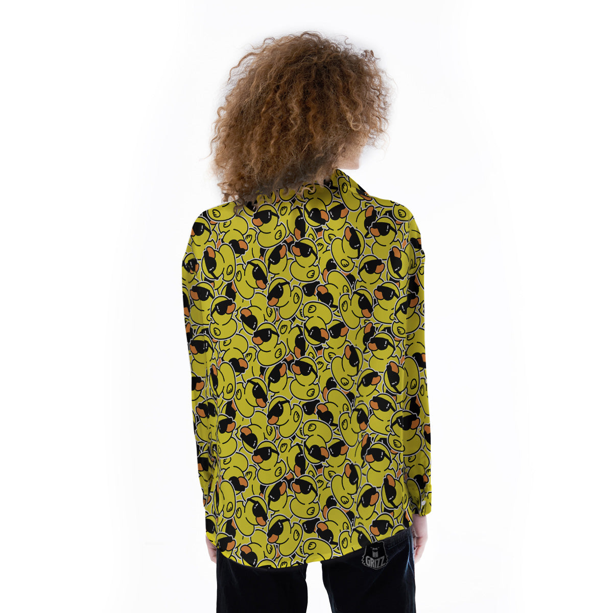 Rubber Duck Mafia Print Pattern Women's Long Sleeve Shirts-grizzshop