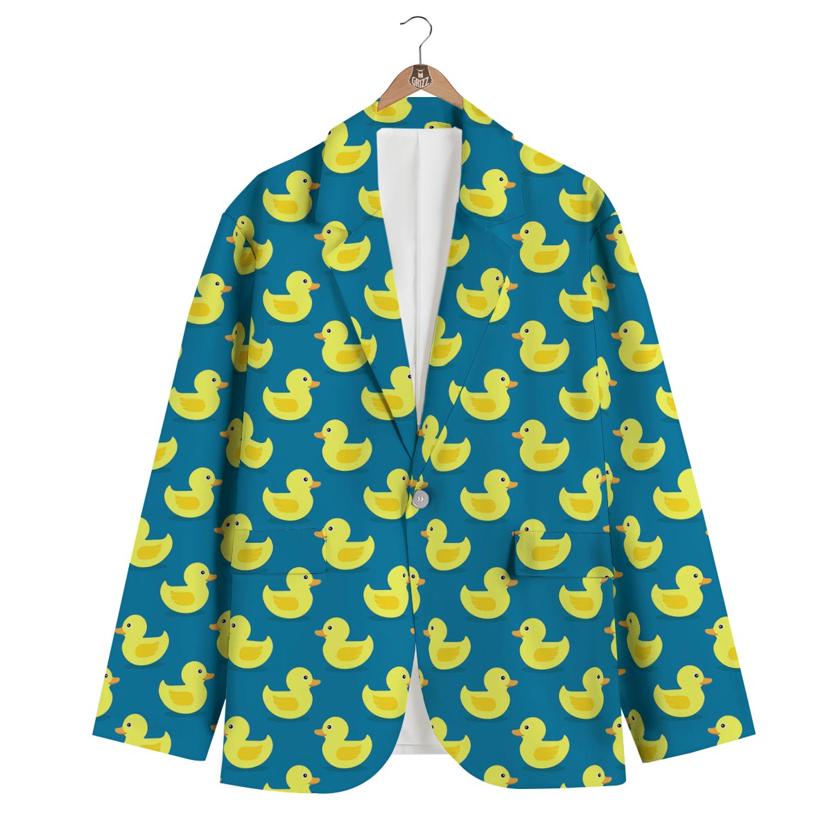 Rubber Duck Pattern Print Men's Blazer-grizzshop
