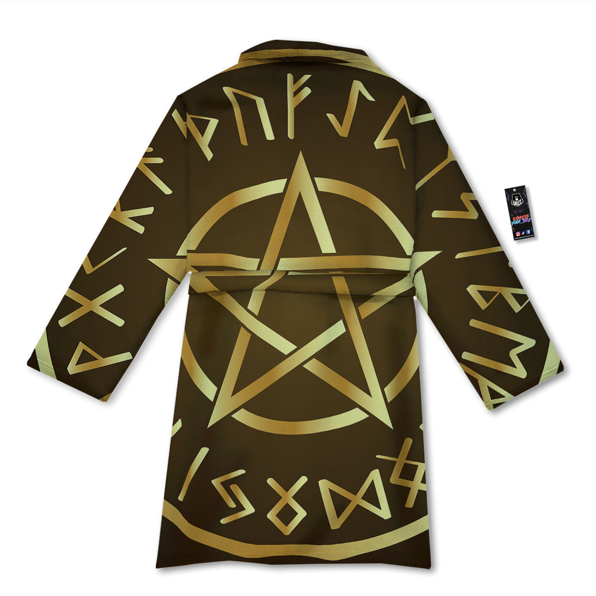 Runes Pentagram Viking Nordic Print Bathrobe-grizzshop
