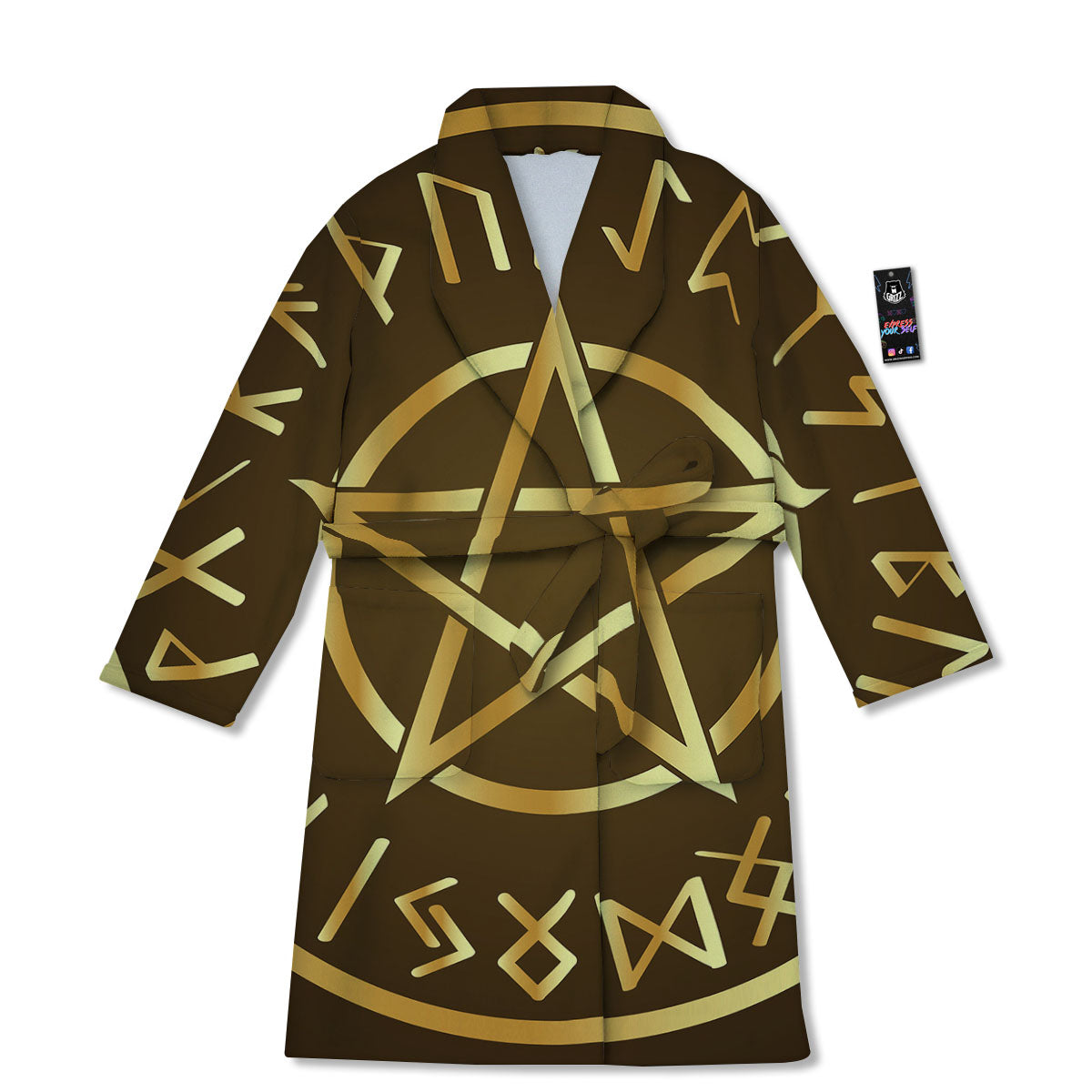 Runes Pentagram Viking Nordic Print Bathrobe-grizzshop
